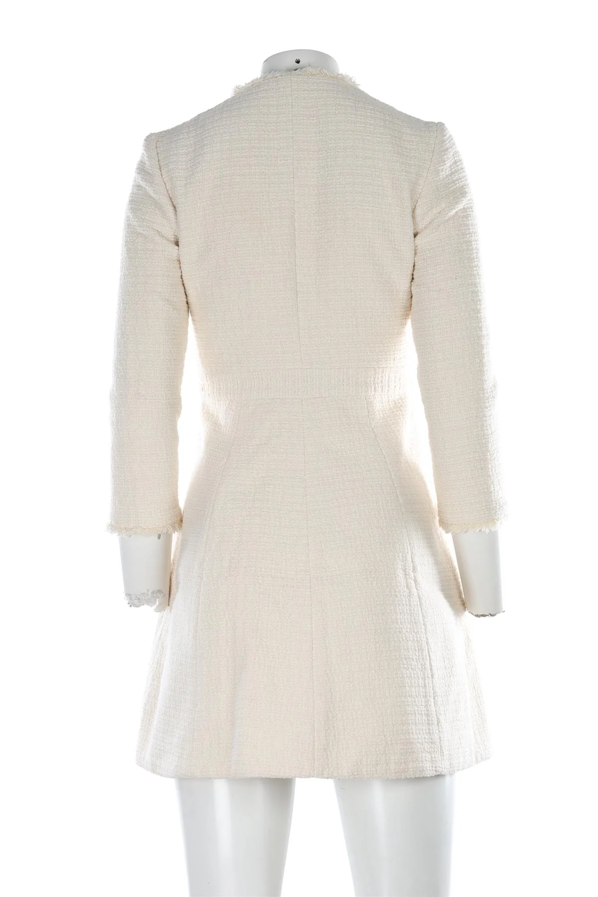 MAJE CREAM TWEED MINI DRESS SMALL - Image 4