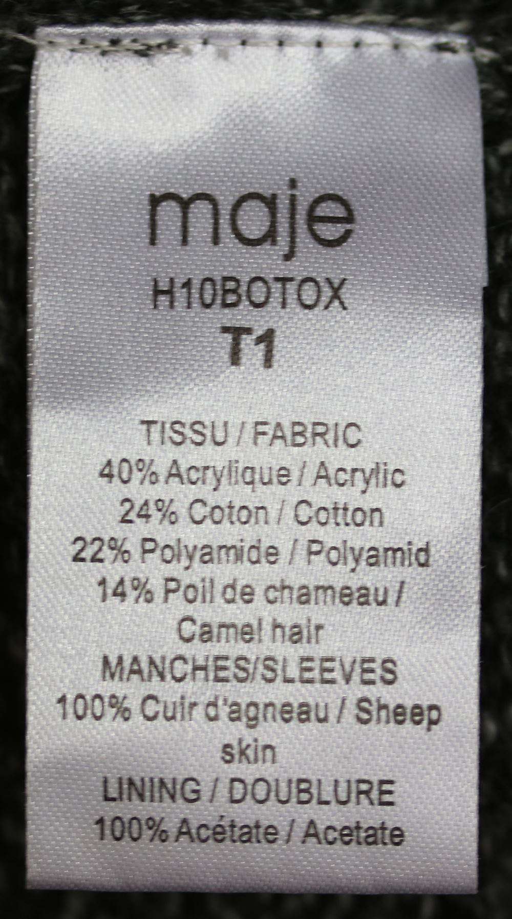 MAJE LEATHER SLEEVE KNIT CARDIGAN SMALL - Image 5