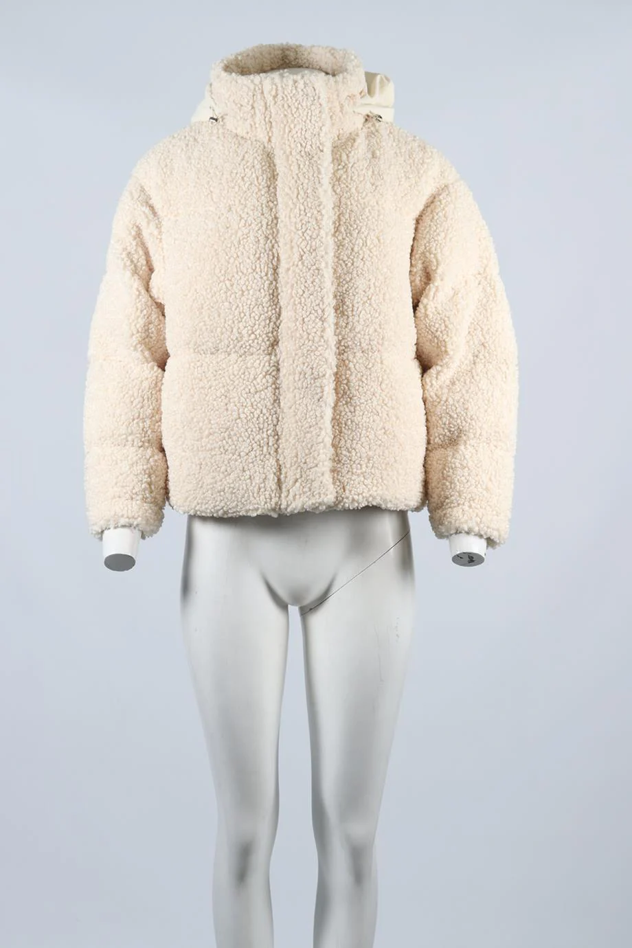 MAJE QUILTED PADDED FAUX SHEARLING JACKET UK 6 - Image 2