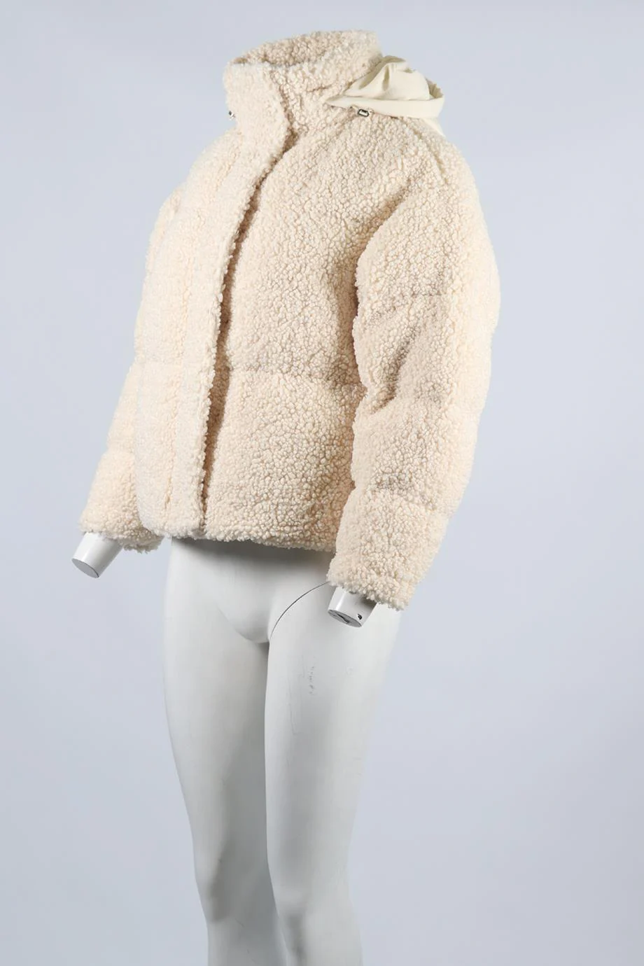 MAJE QUILTED PADDED FAUX SHEARLING JACKET UK 6 - Image 3