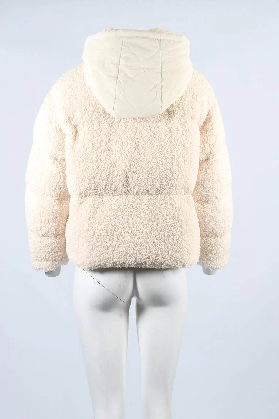 MAJE QUILTED PADDED FAUX SHEARLING JACKET UK 6 - Image 4