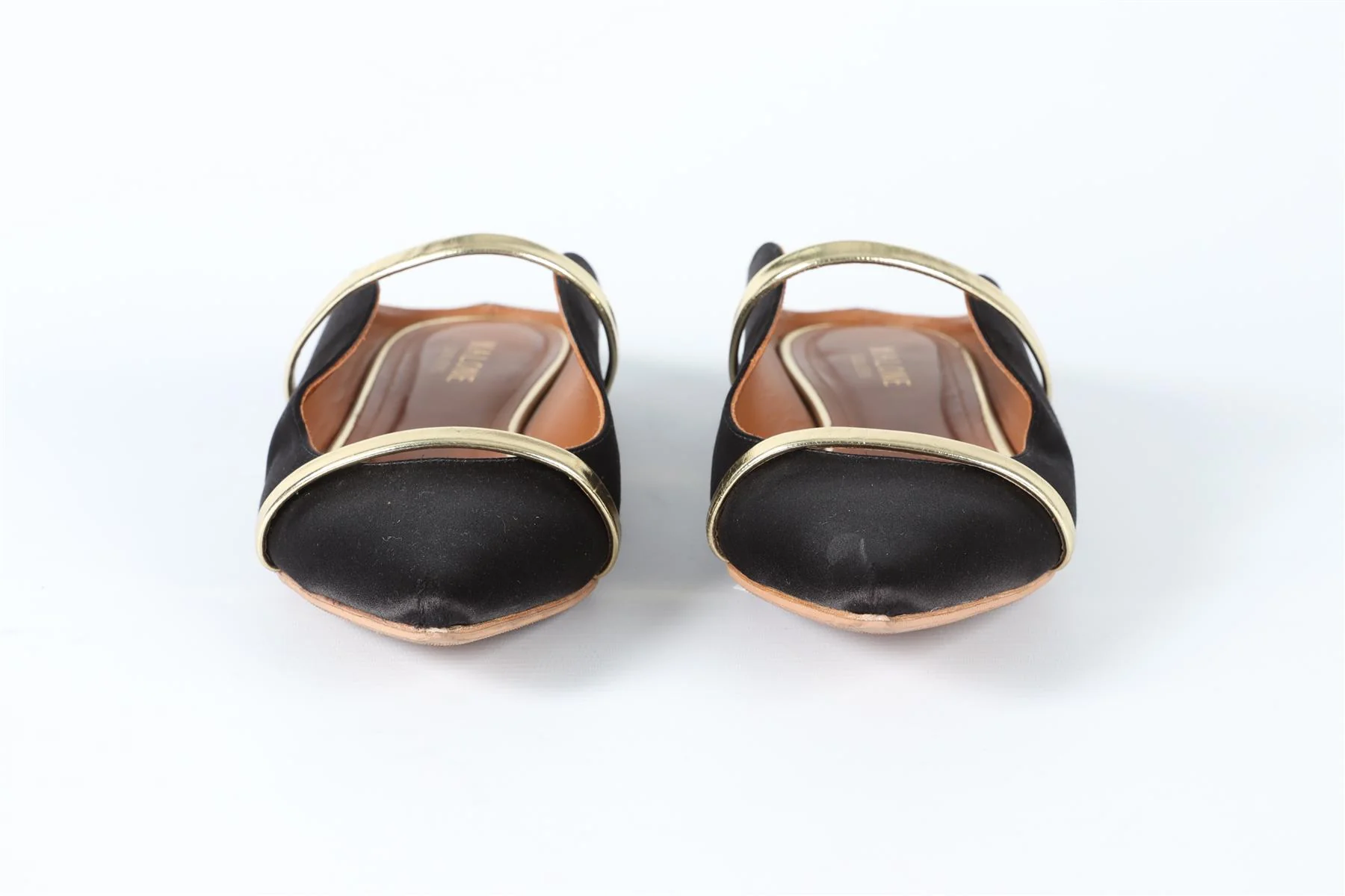 MALONE SOULIER BLACK LEATHER AND SATIN MULES EU 40 UK 7 US 10 - Image 3