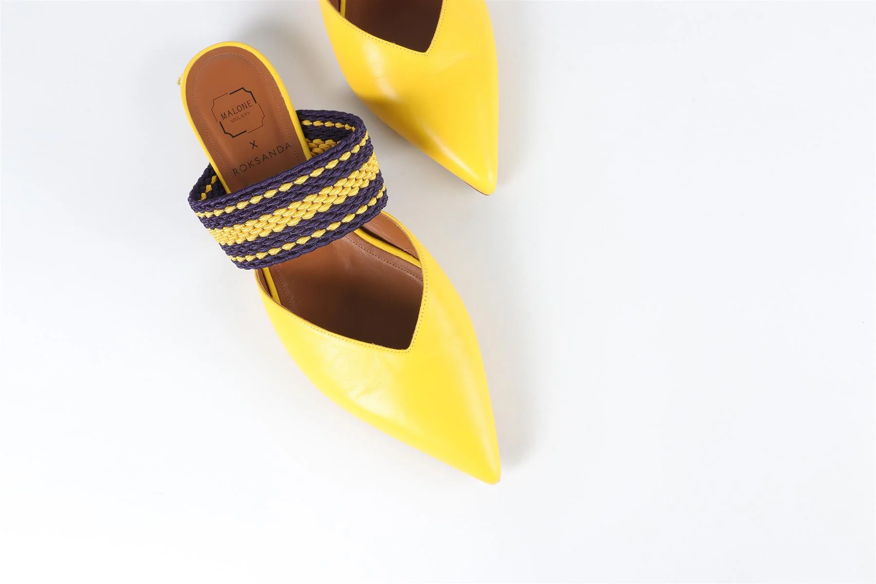 MALONE SOULIERS + ROKSANDA YELLOW LEATHER MULES EU 39 UK 6 US 9 - Image 4