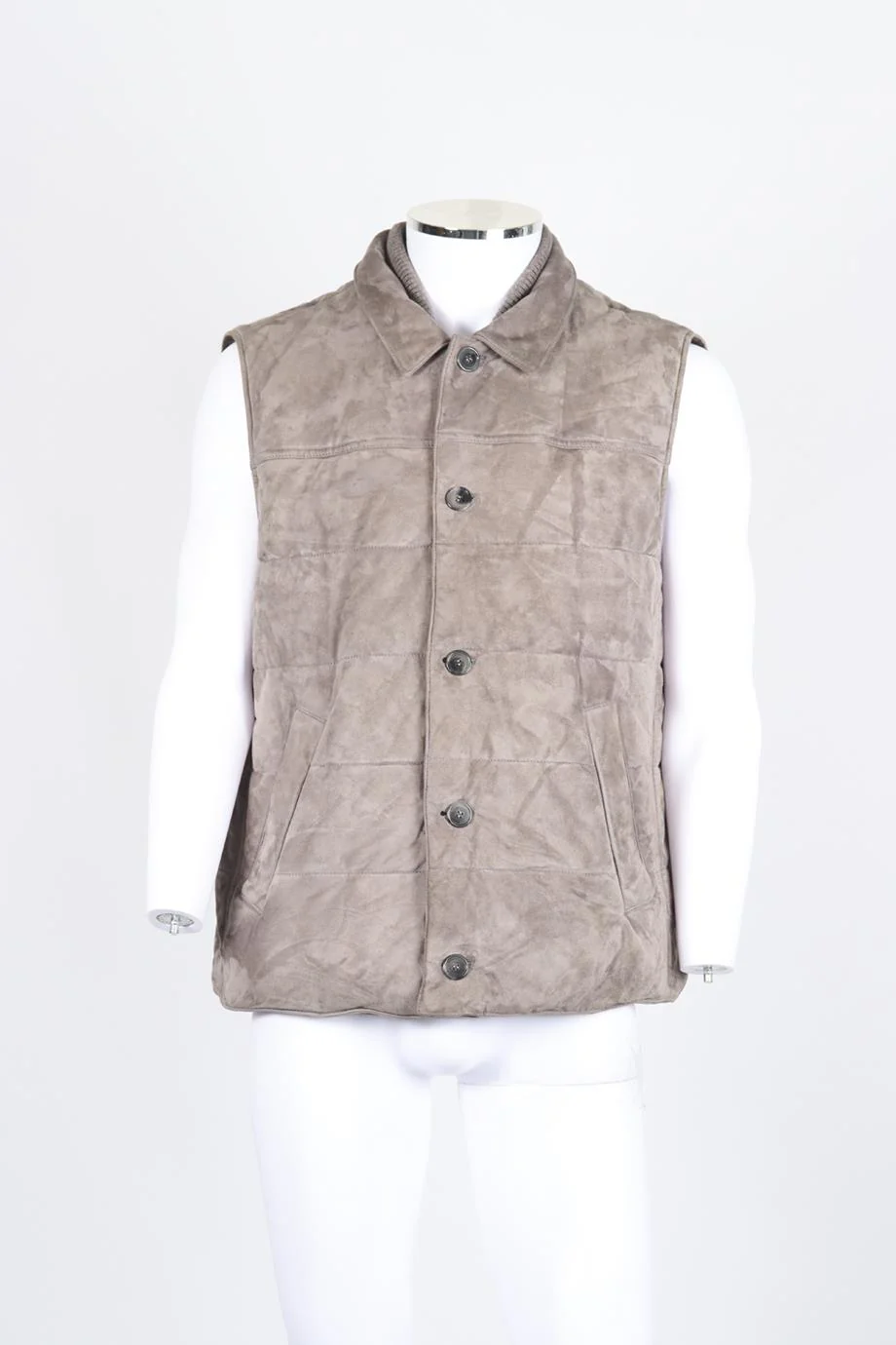 MANDELLI MEN'S QUILTED PADDED SUEDE VEST XLARGE - Image 2