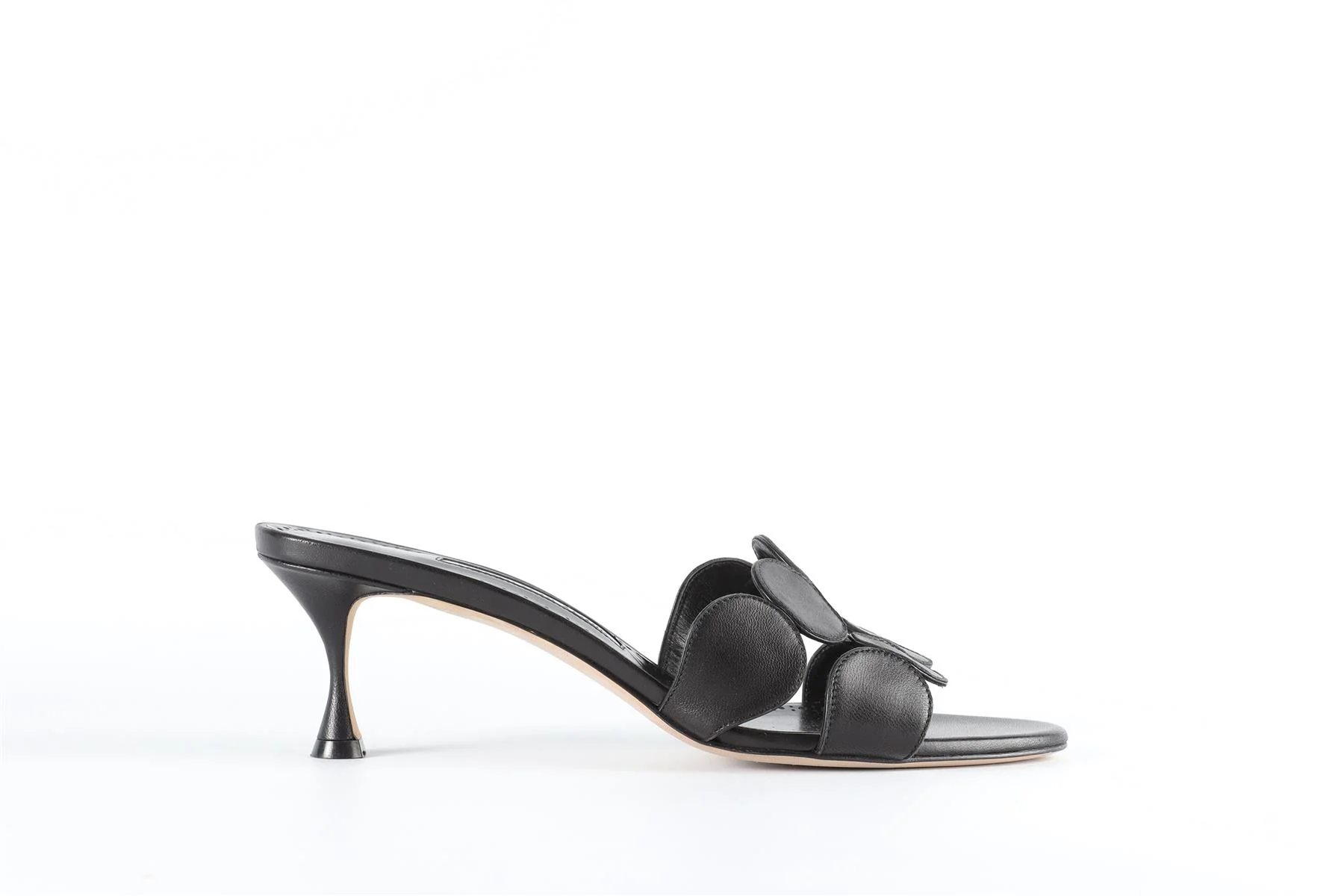 MANOLO BLAHNIK BLACK LEATHER SANDALS EU 40.5 UK 7.5 US 10.5 - Image 2