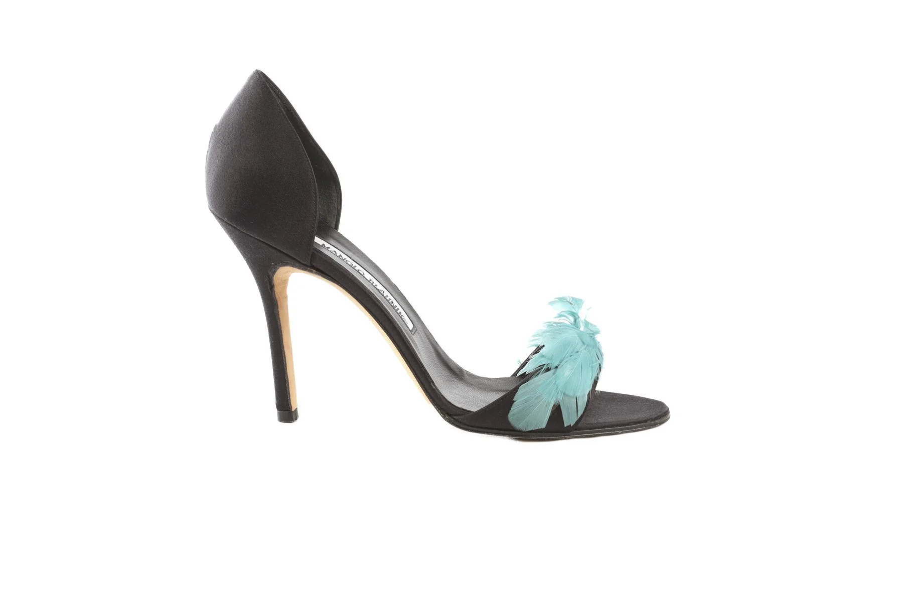 MANOLO BLAHNIK BLACK SATIN SANDALS EU 37 UK 4 US 7 - Image 2
