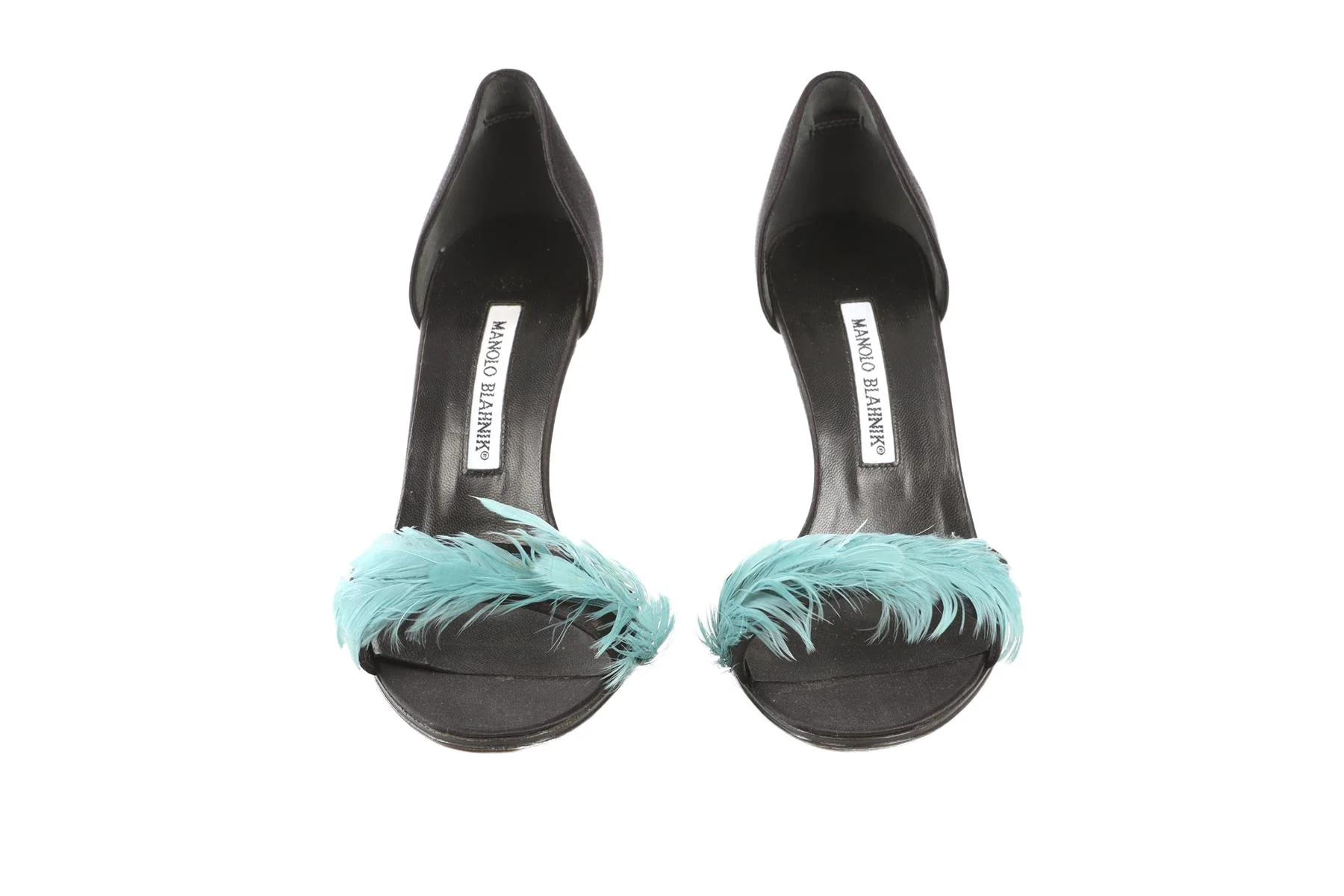 MANOLO BLAHNIK BLACK SATIN SANDALS EU 37 UK 4 US 7 - Image 3