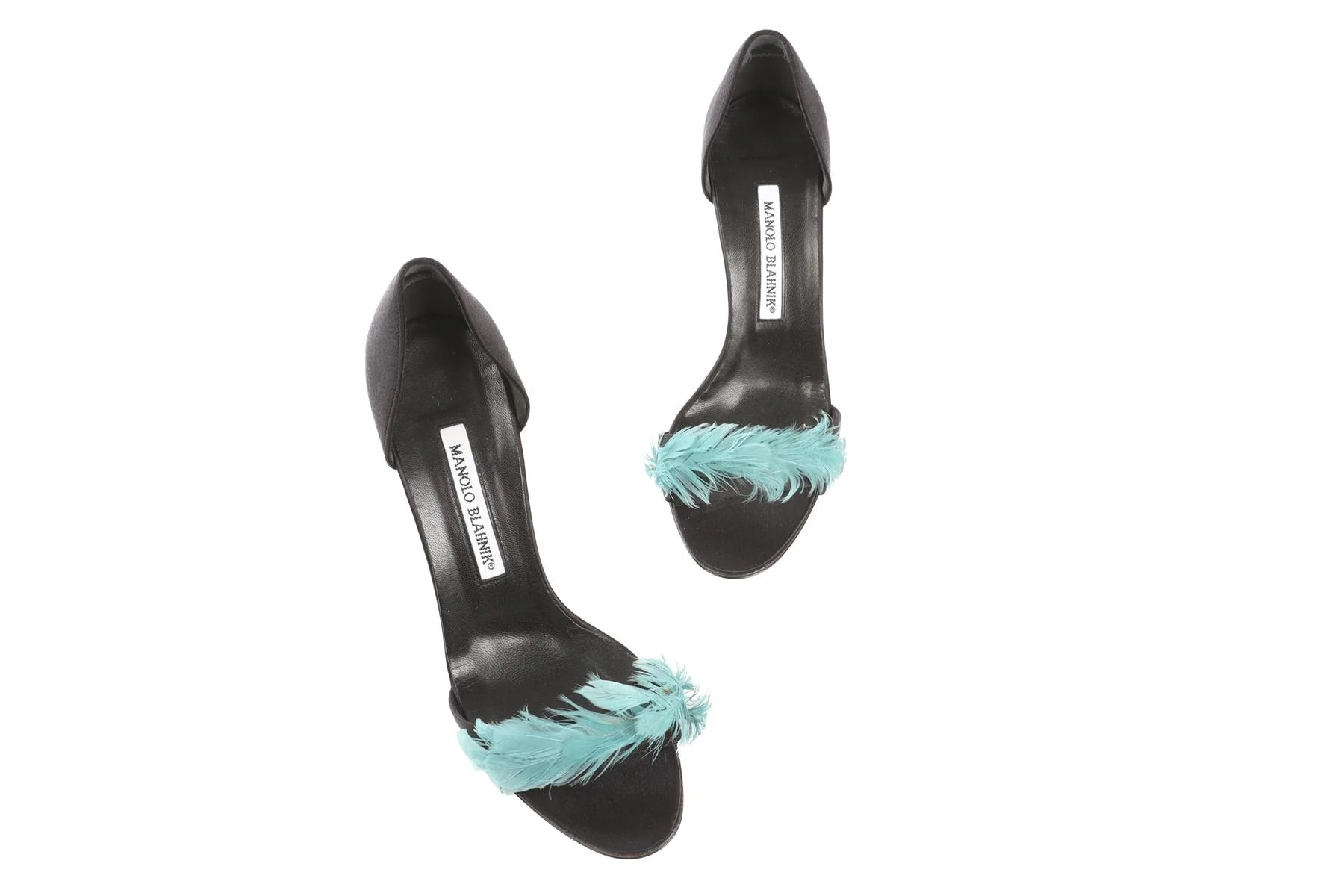 MANOLO BLAHNIK BLACK SATIN SANDALS EU 37 UK 4 US 7 - Image 4
