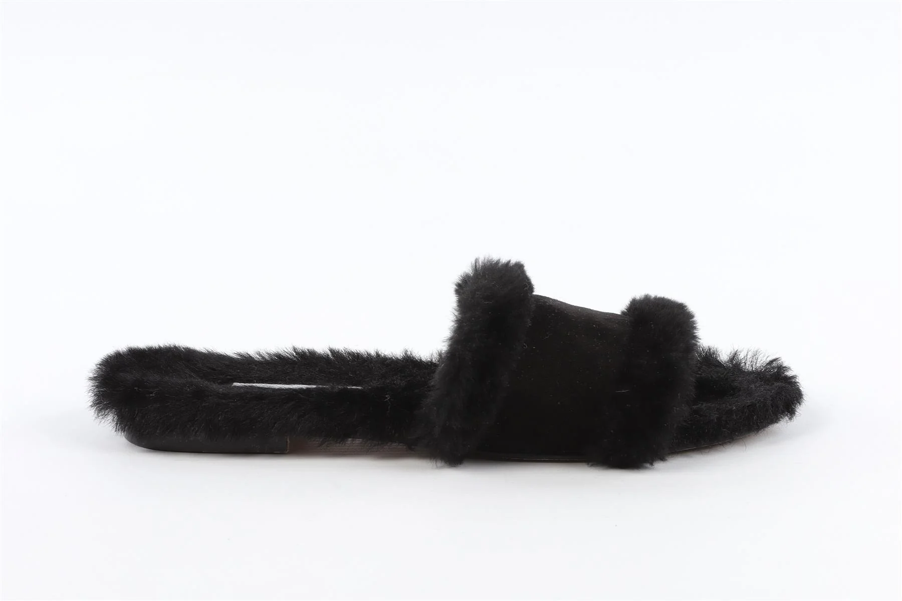 MANOLO BLAHNIK BLACK SHEARLING SLIDES EU 38 UK 5 US 8 - Image 4