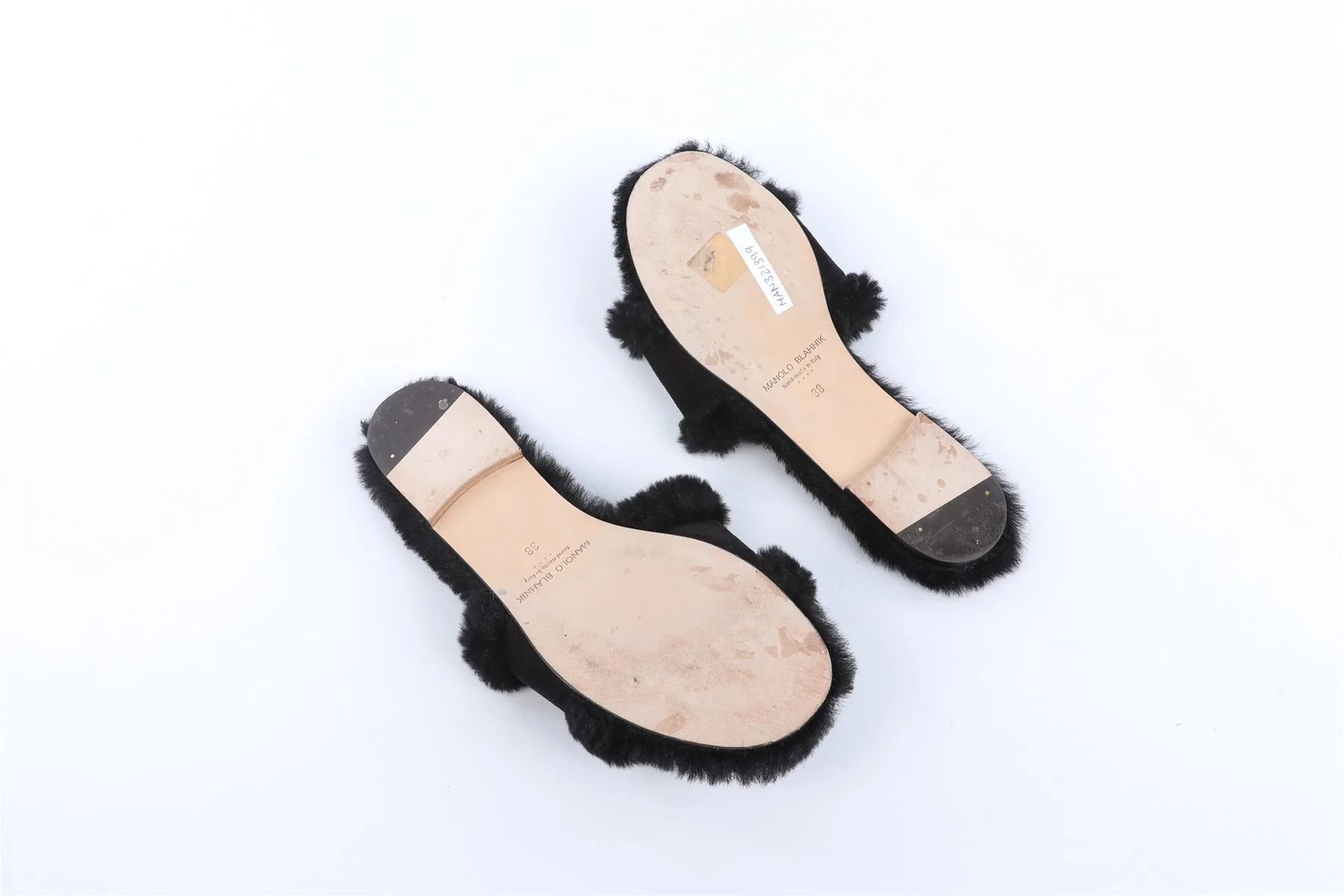 MANOLO BLAHNIK BLACK SHEARLING SLIDES EU 38 UK 5 US 8 - Image 7