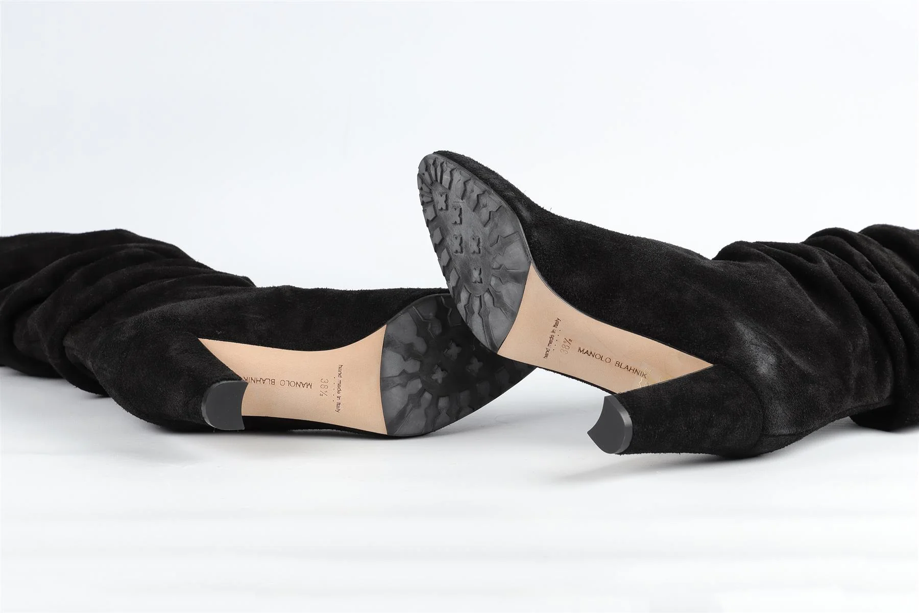 MANOLO BLAHNIK BLACK SUEDE KNEE HIGH BOOTS EU 38.5 UK 5.5 US 8.5 - Image 6