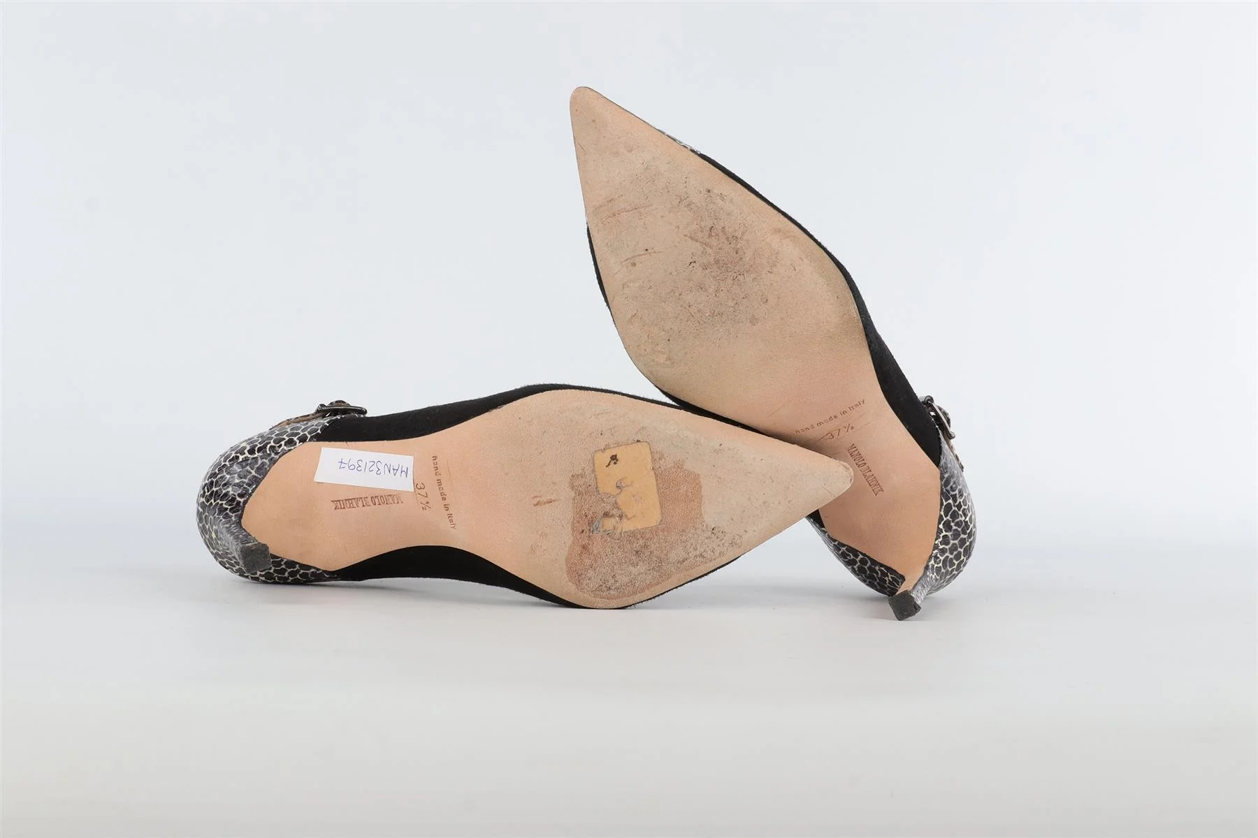 MANOLO BLAHNIK BLACK SUEDE PUMPS EU 37.5 UK 4.5 US 7.5 - Image 6