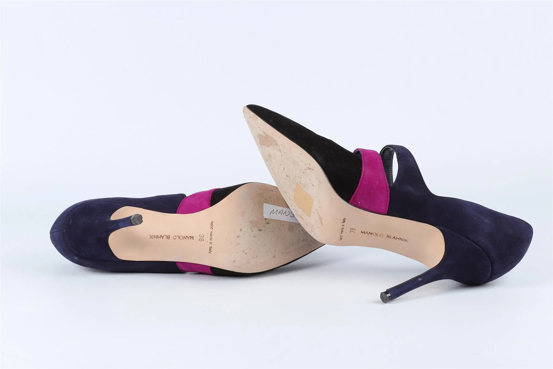 MANOLO BLAHNIK BLACK SUEDE PUMPS EU 38 UK 5 US 8 - Image 6