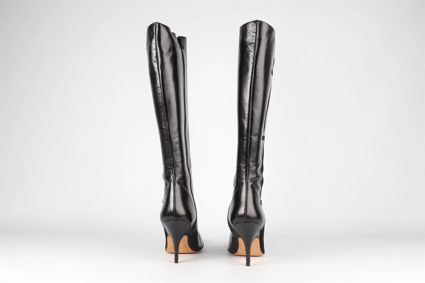 MANOLO BLAHNIK BLACK VINTAGE LEATHER KNEE HIGH BOOTS EU 38 UK 5 US 8 - Image 5