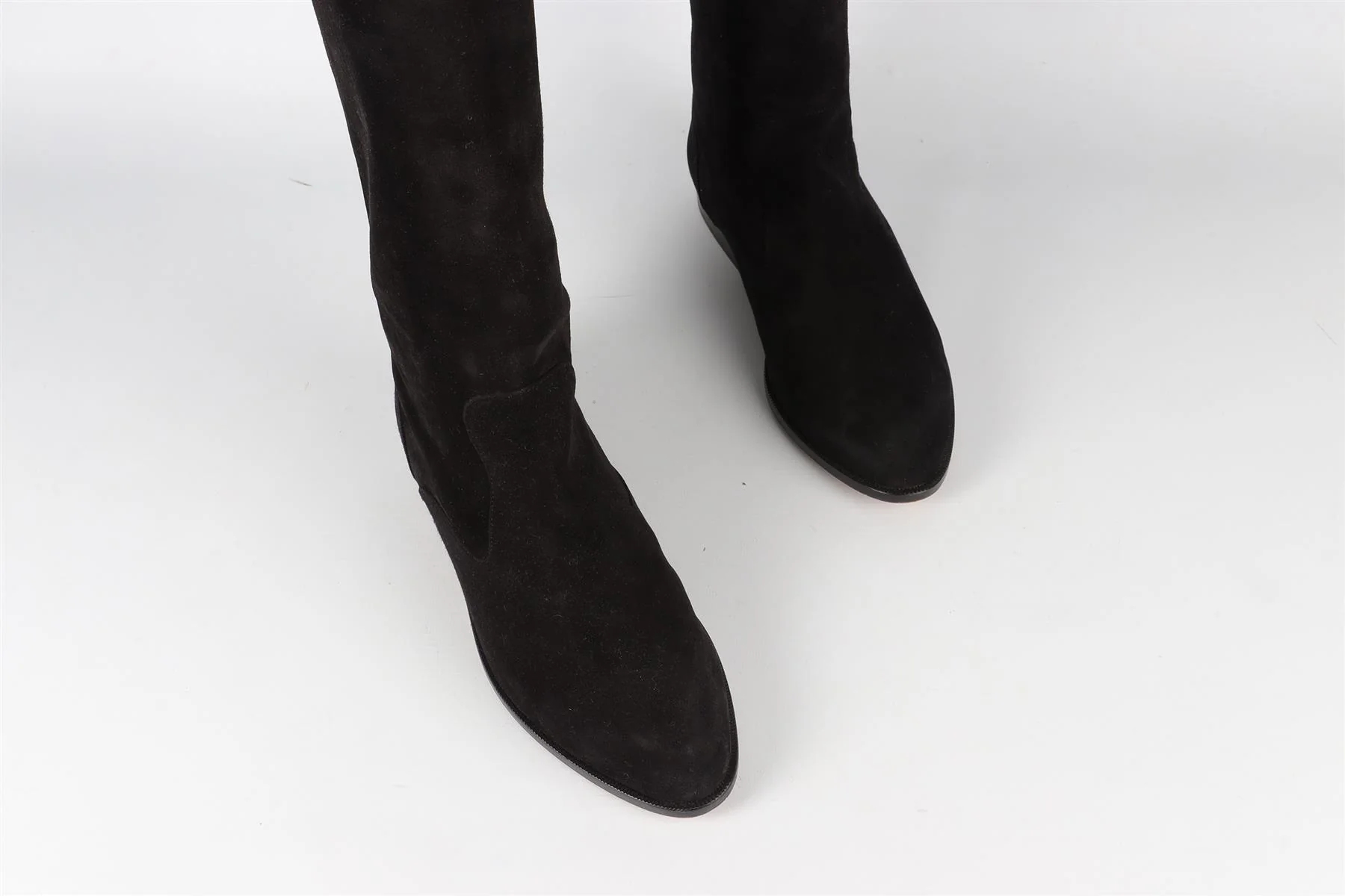 MANOLO BLAHNIK BLACK VINTAGE SUEDE KNEE HIGH BOOTS EU 38 UK 5 US 8 - Image 4
