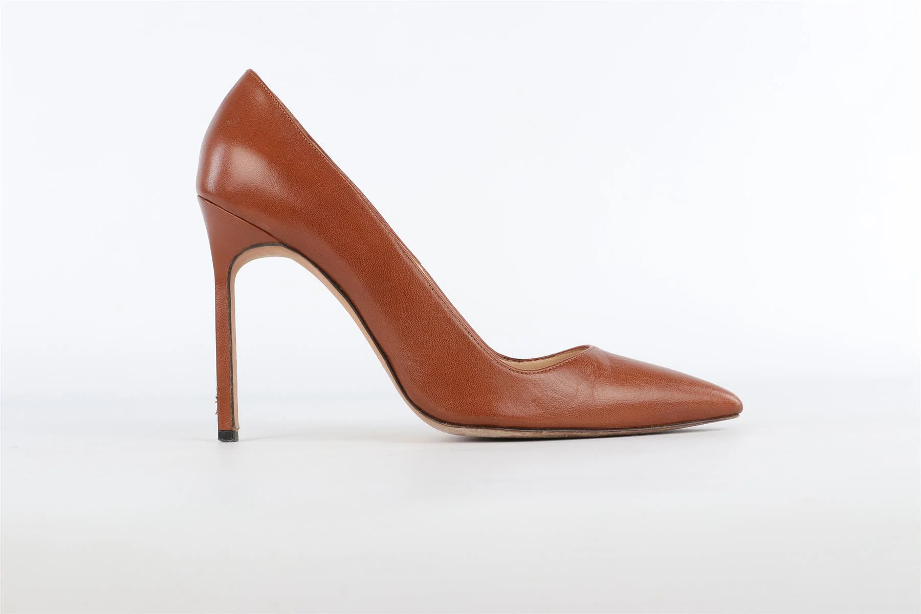 MANOLO BLAHNIK BROWN LEATHER PUMPS EU 38 UK 5 US 8 - Image 2