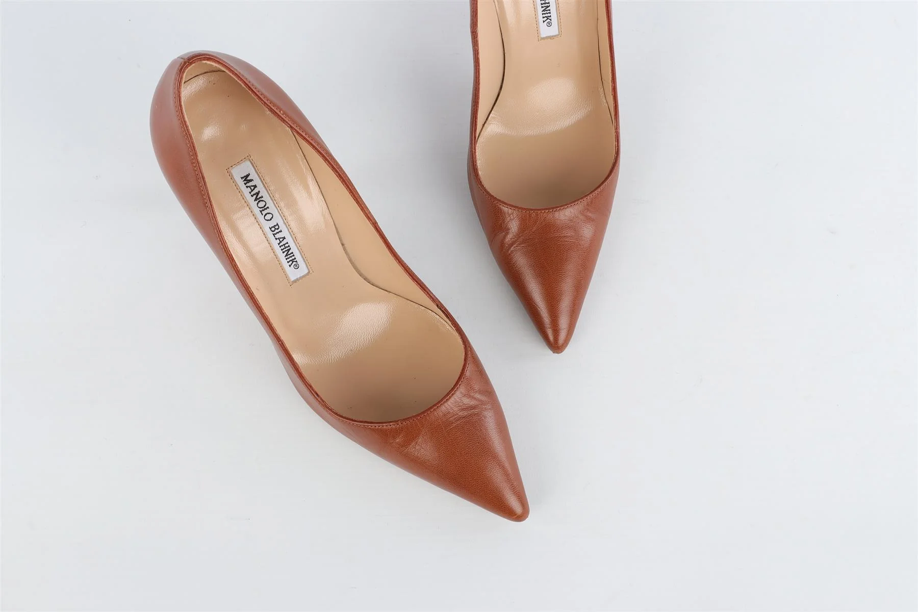 MANOLO BLAHNIK BROWN LEATHER PUMPS EU 38 UK 5 US 8 - Image 4
