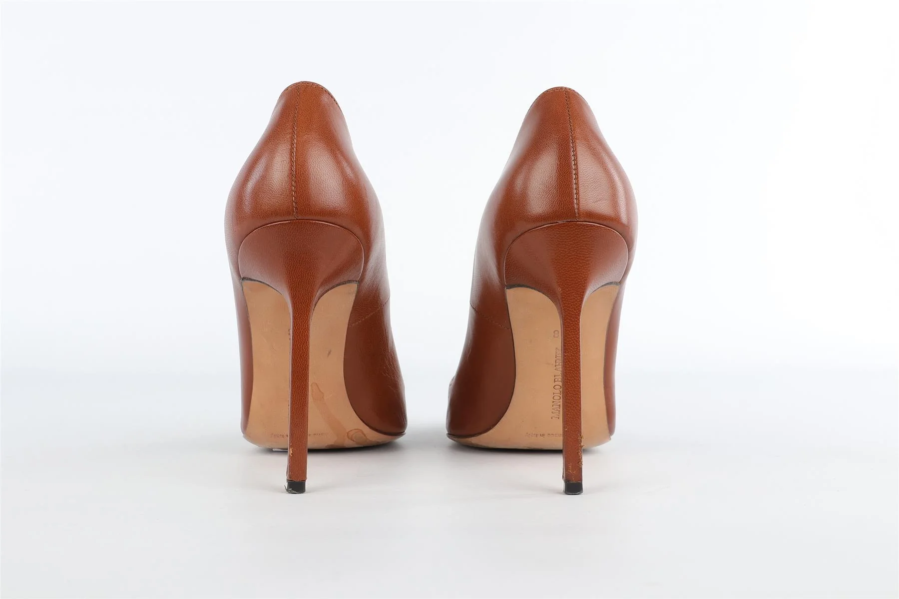 MANOLO BLAHNIK BROWN LEATHER PUMPS EU 38 UK 5 US 8 - Image 5