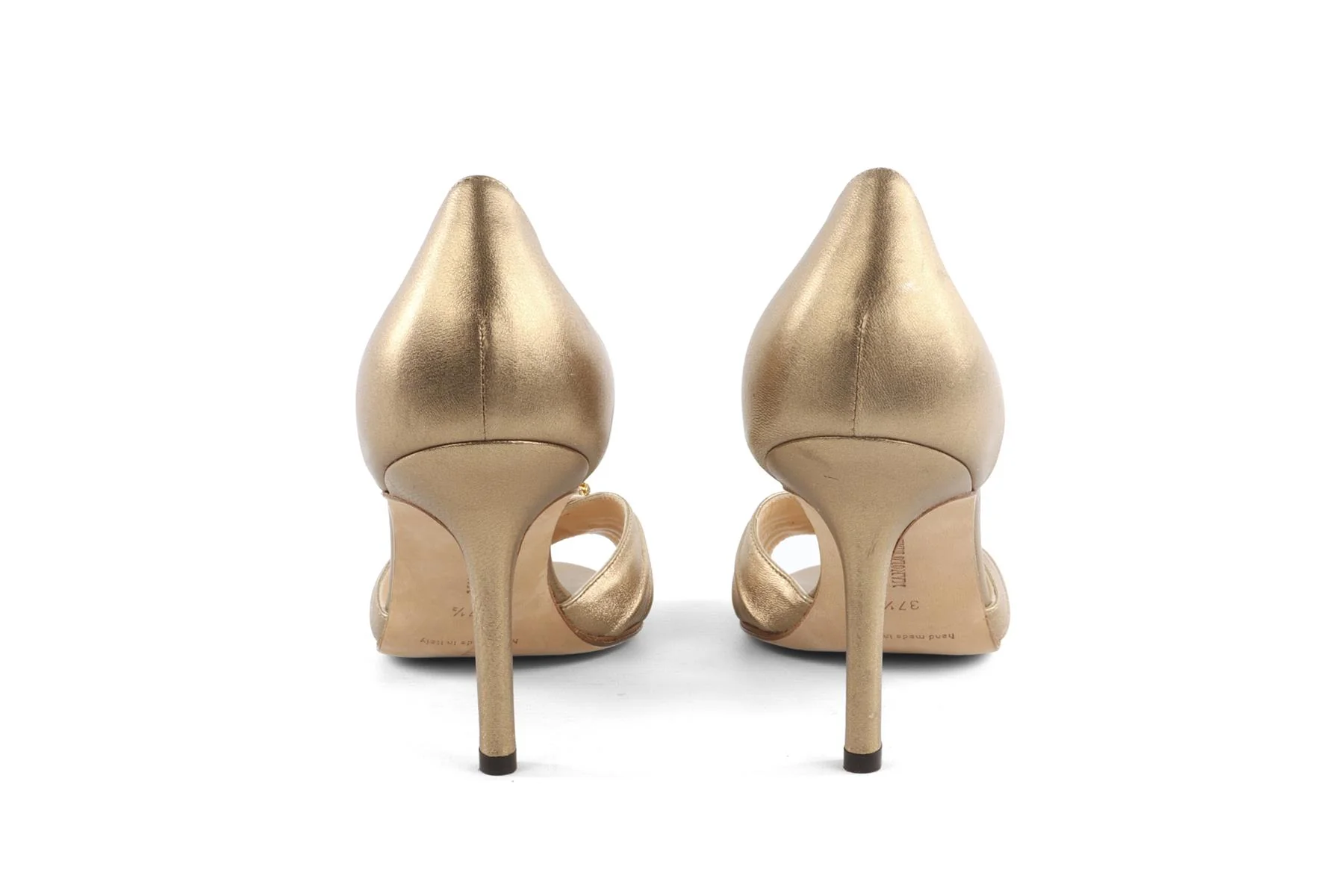 MANOLO BLAHNIK GOLD LEATHER SANDALS EU 37.5 UK 4.5 US 7.5 - Image 5