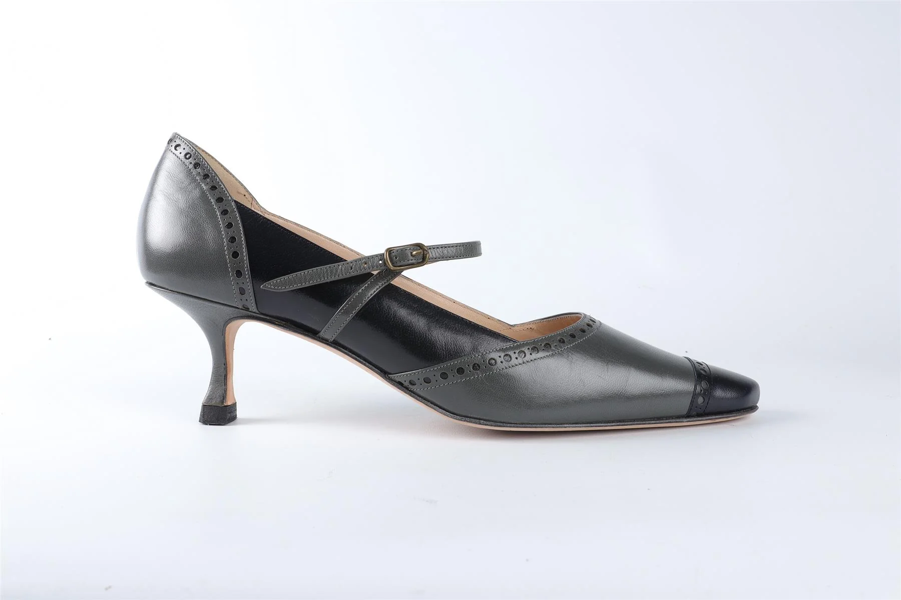 MANOLO BLAHNIK GREEN LEATHER PUMPS EU 38 UK 5 US 8 - Image 2