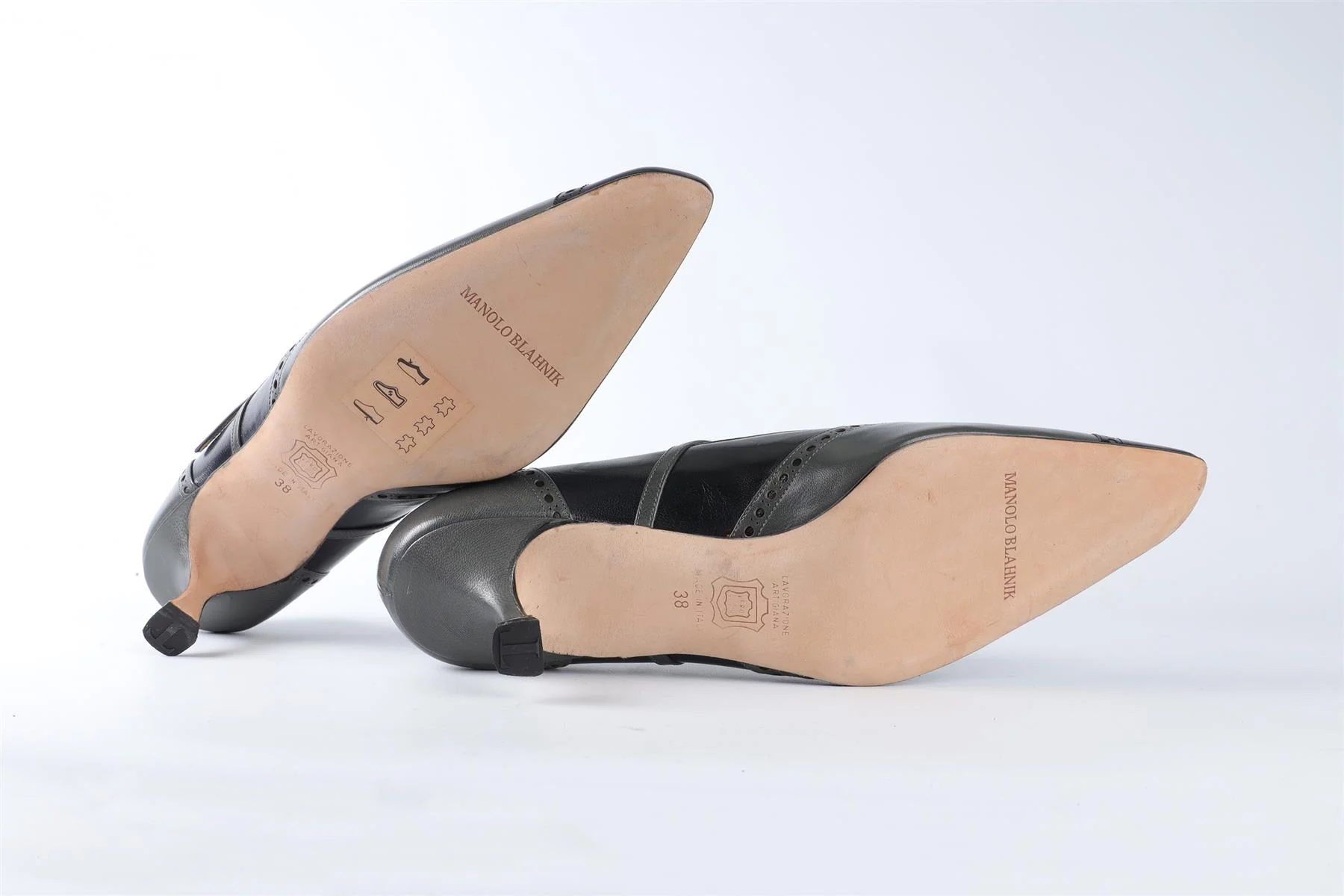 MANOLO BLAHNIK GREEN LEATHER PUMPS EU 38 UK 5 US 8 - Image 6