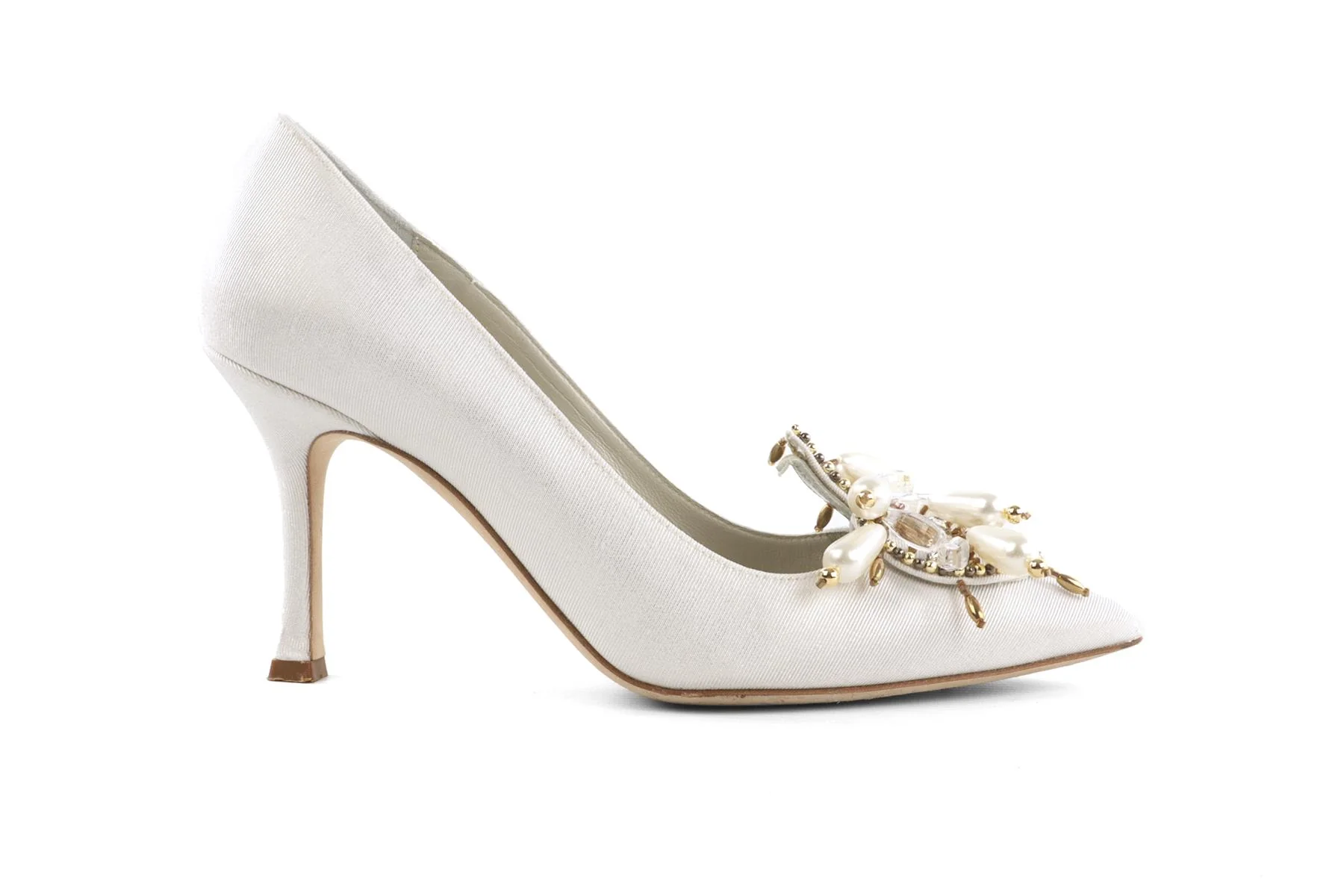 MANOLO BLAHNIK IVORY GROSGRAIN PUMPS EU 37.5 UK 4.5 US 7.5 - Image 2