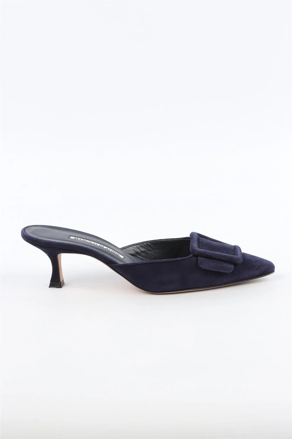 MANOLO BLAHNIK MAYSALE NAVY SUEDE MULES EU 38 UK 5 US 8 - Image 2