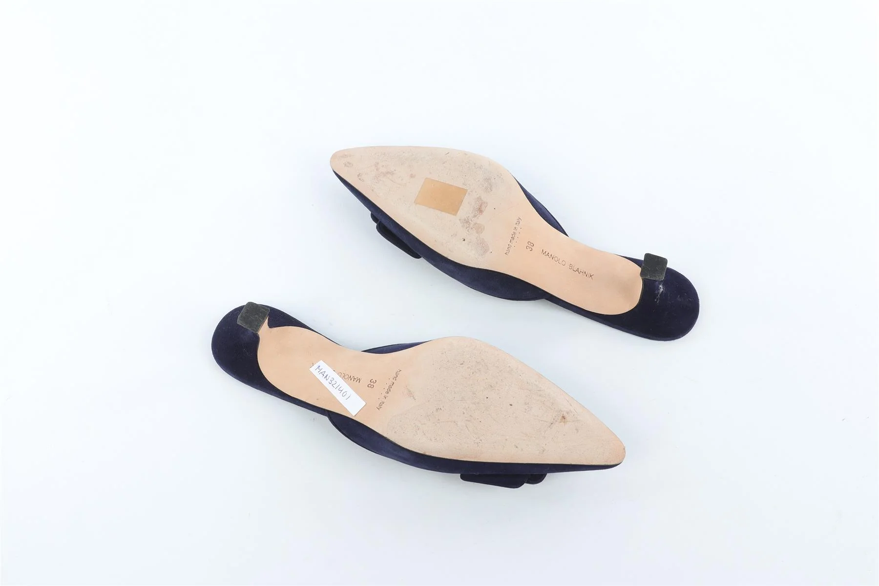 MANOLO BLAHNIK MAYSALE NAVY SUEDE MULES EU 38 UK 5 US 8 - Image 7