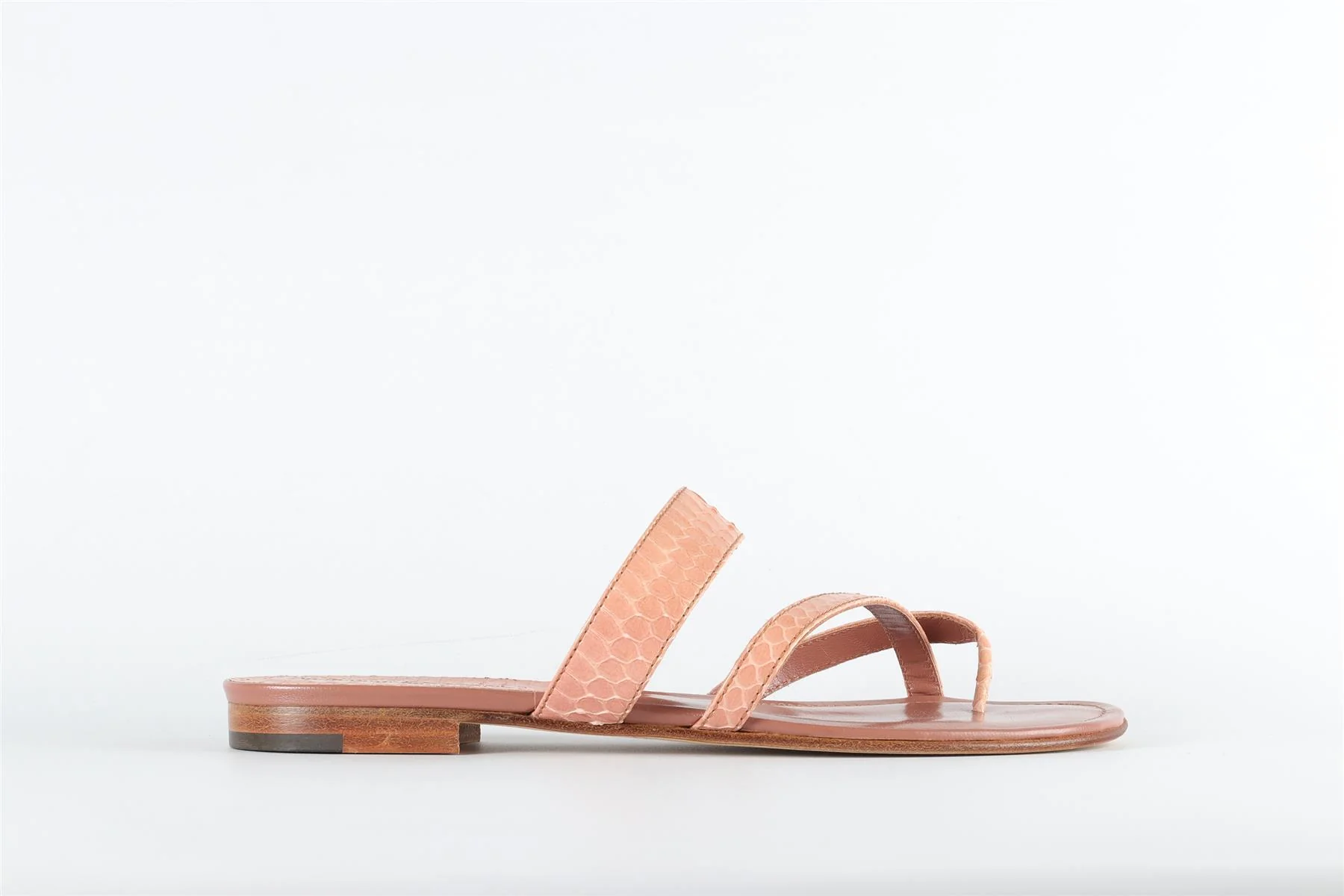 MANOLO BLAHNIK PINK SNAKESKIN SANDALS EU 40 US 7 UK 10 - Image 2