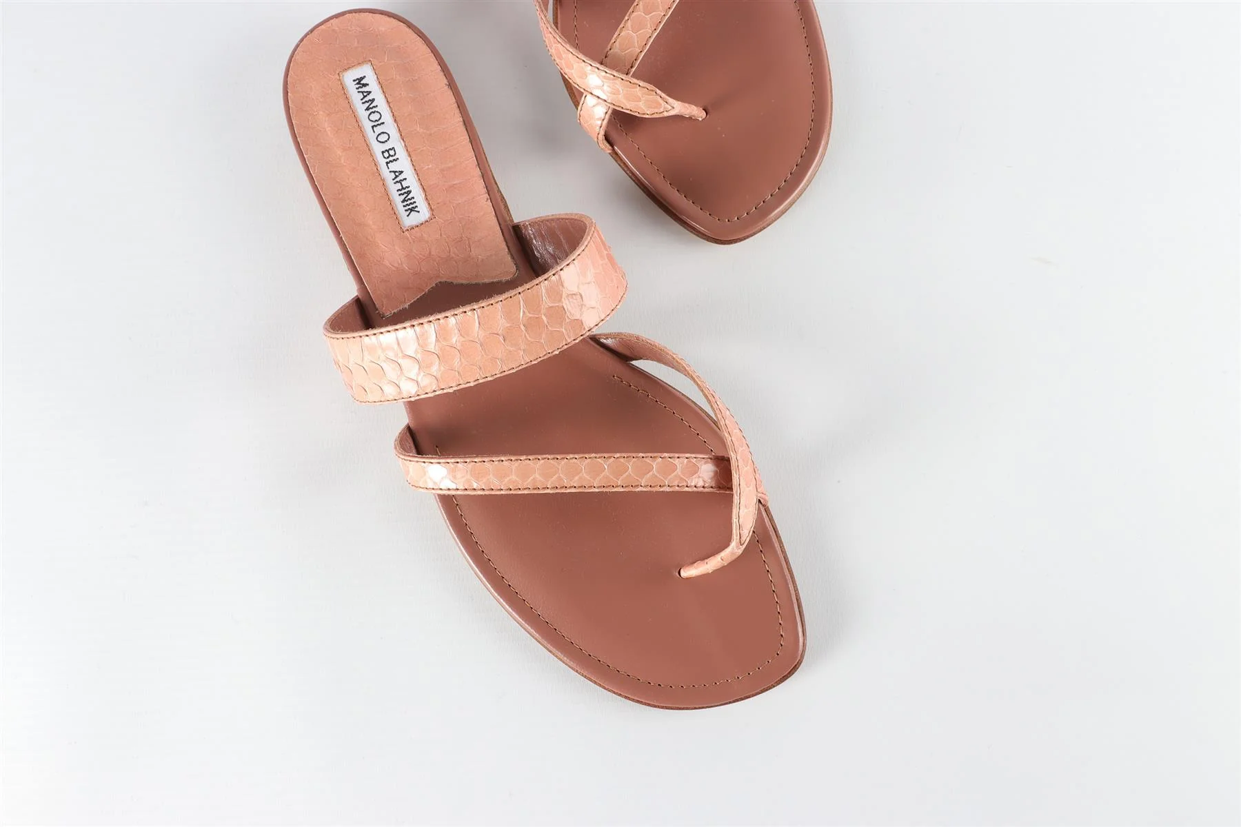 MANOLO BLAHNIK PINK SNAKESKIN SANDALS EU 40 US 7 UK 10 - Image 4
