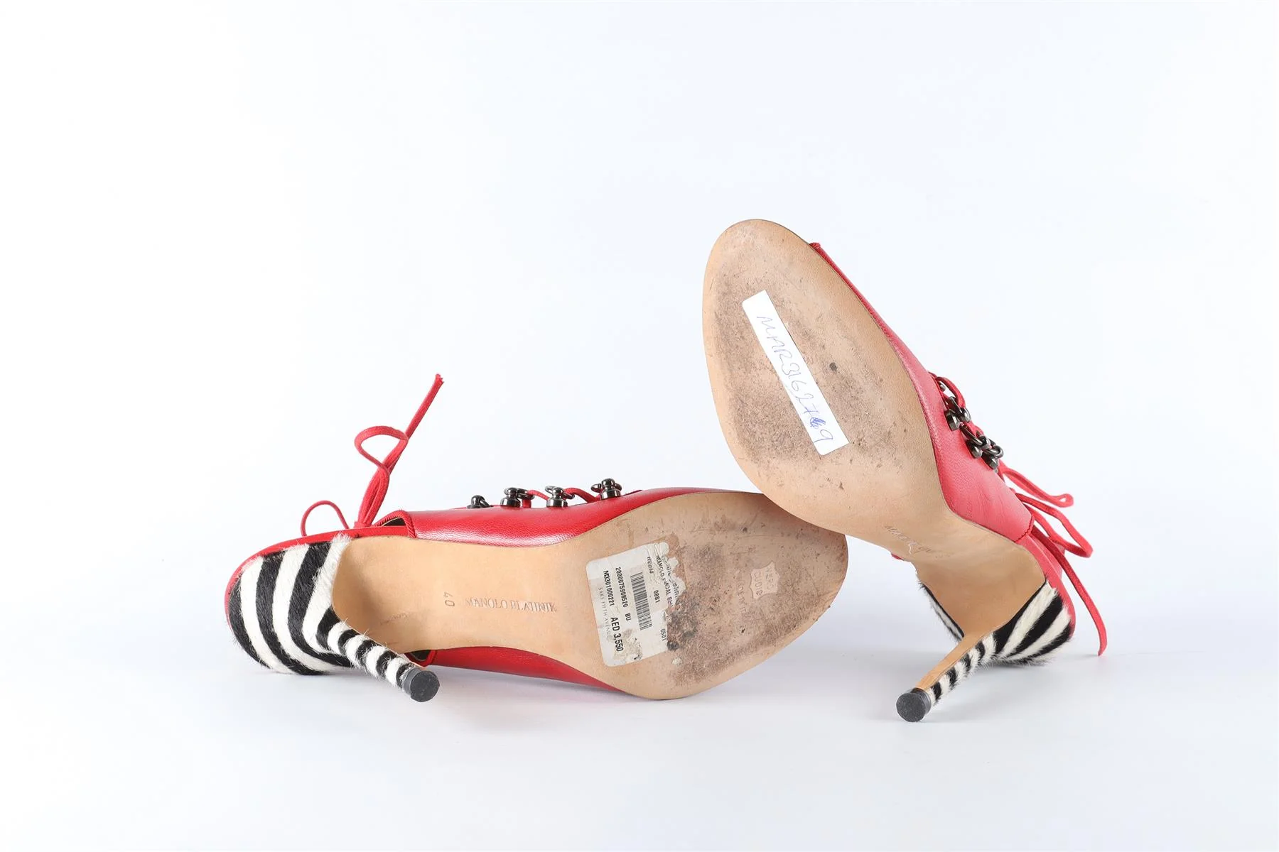 MANOLO BLAHNIK RED LEATHER SANDALS EU 40 UK 7 US 10 - Image 6