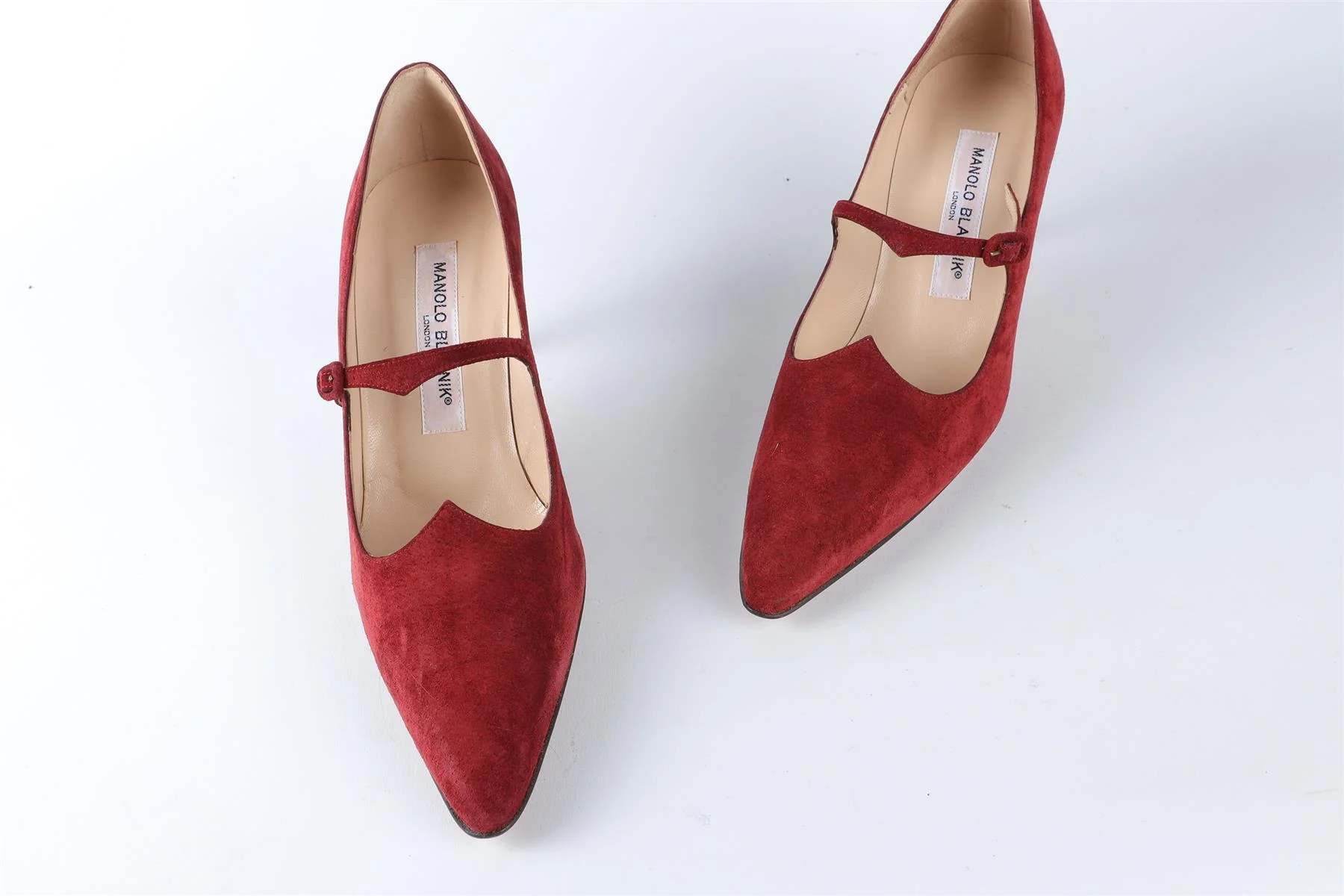 MANOLO BLAHNIK RED SUEDE PUMPS EU 38 UK 5 US 8 - Image 4