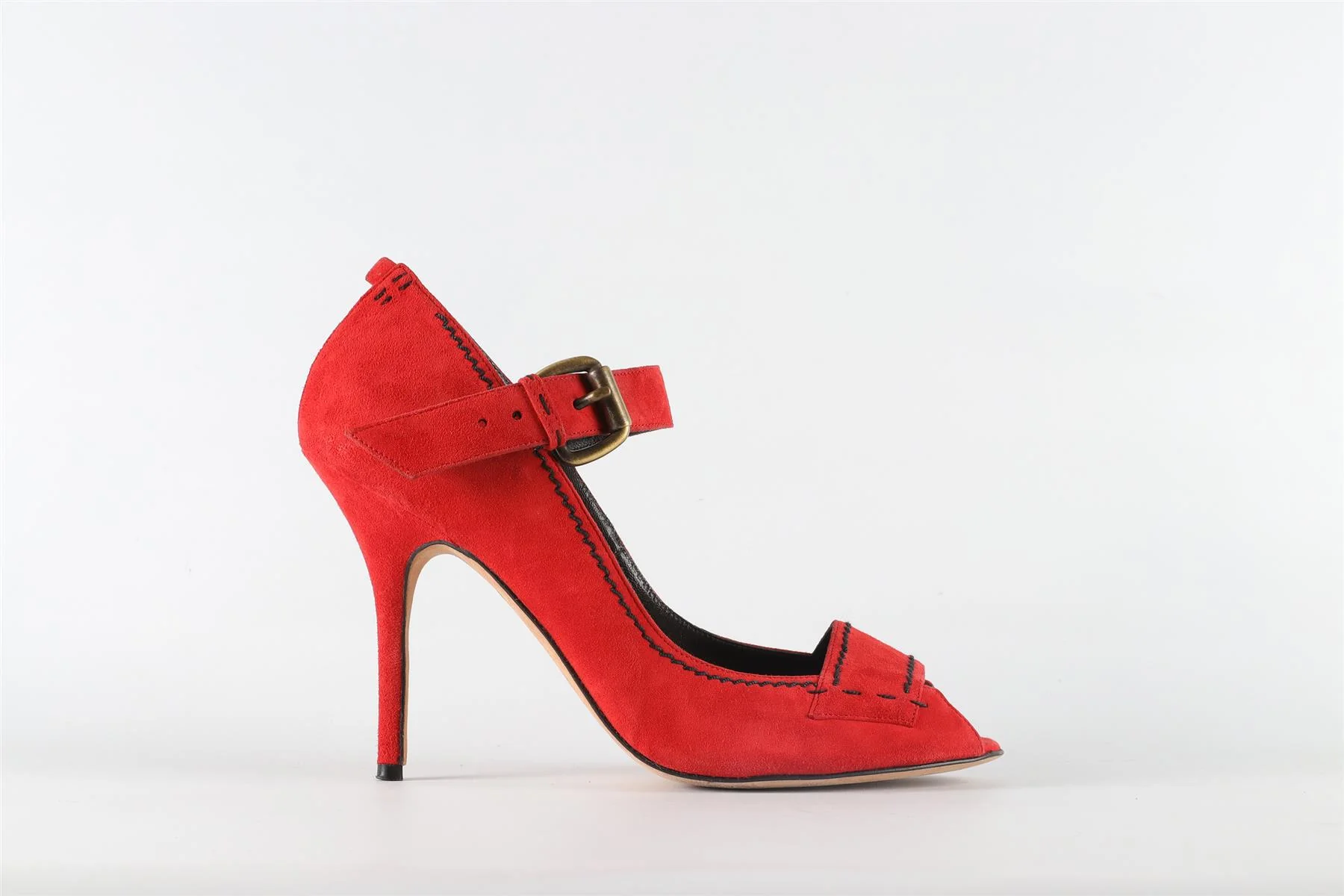 MANOLO BLAHNIK RED SUEDE PUMPS EU 39.5 UK 6.5 US 9.5 - Image 2