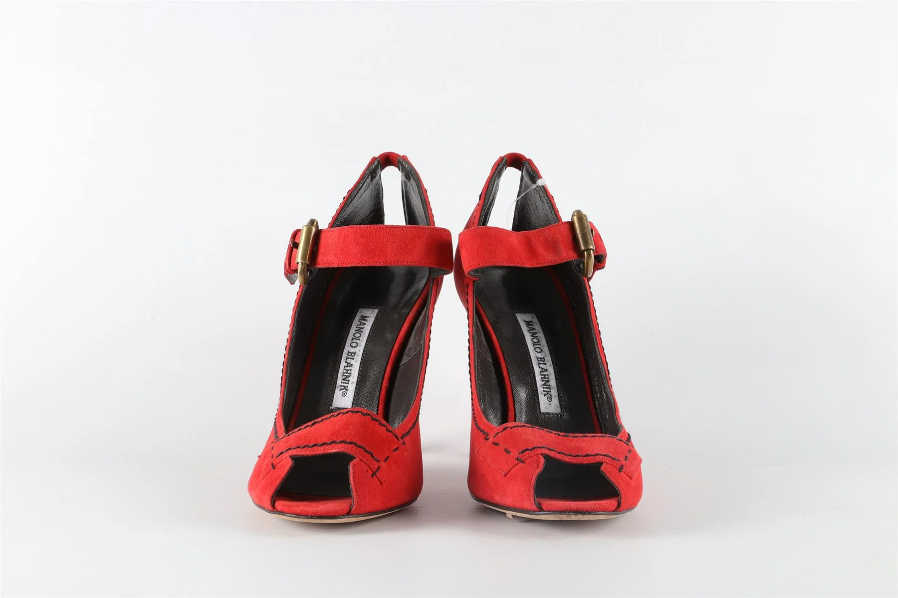 MANOLO BLAHNIK RED SUEDE PUMPS EU 39.5 UK 6.5 US 9.5 - Image 3