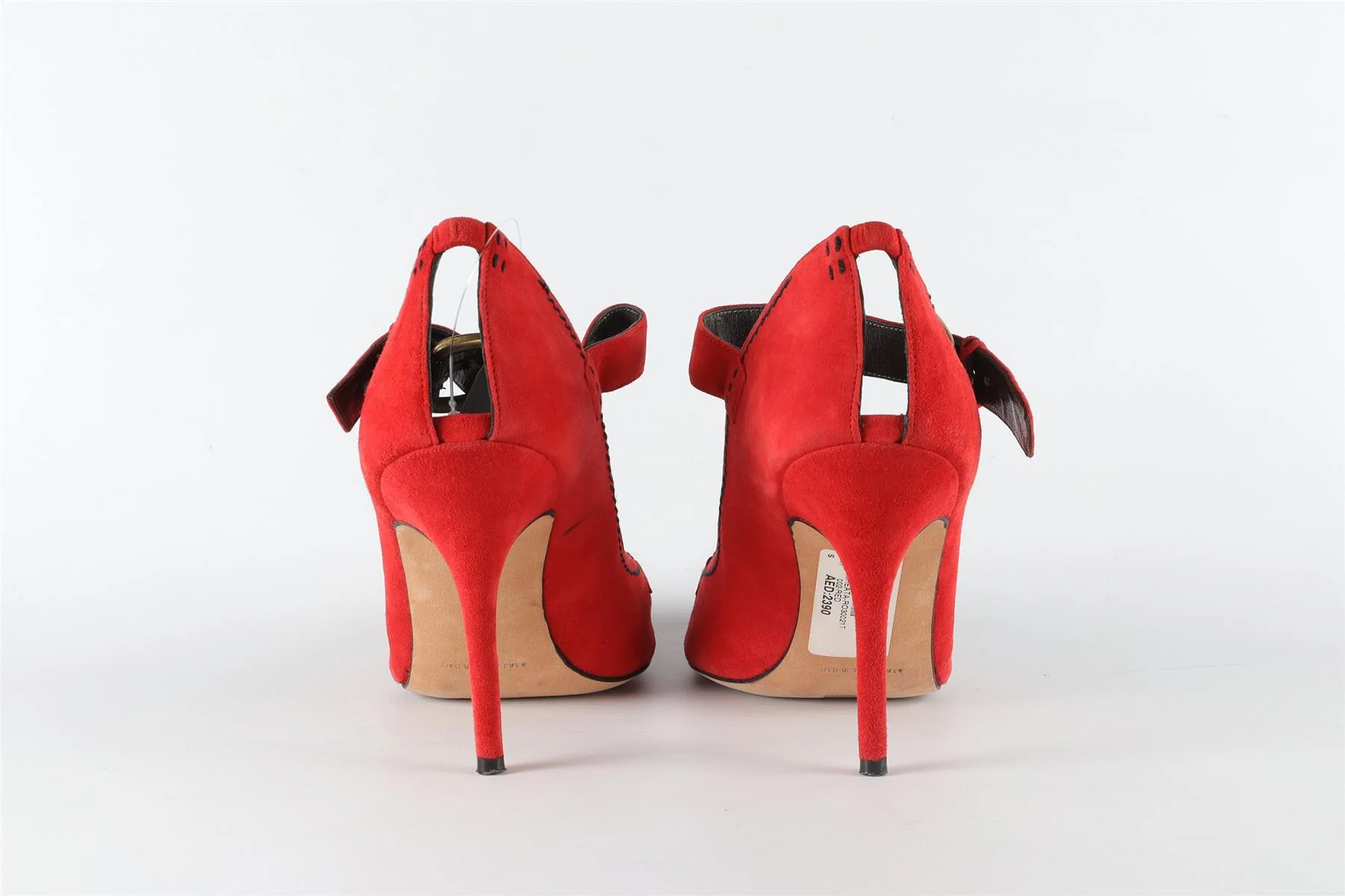 MANOLO BLAHNIK RED SUEDE PUMPS EU 39.5 UK 6.5 US 9.5 - Image 5