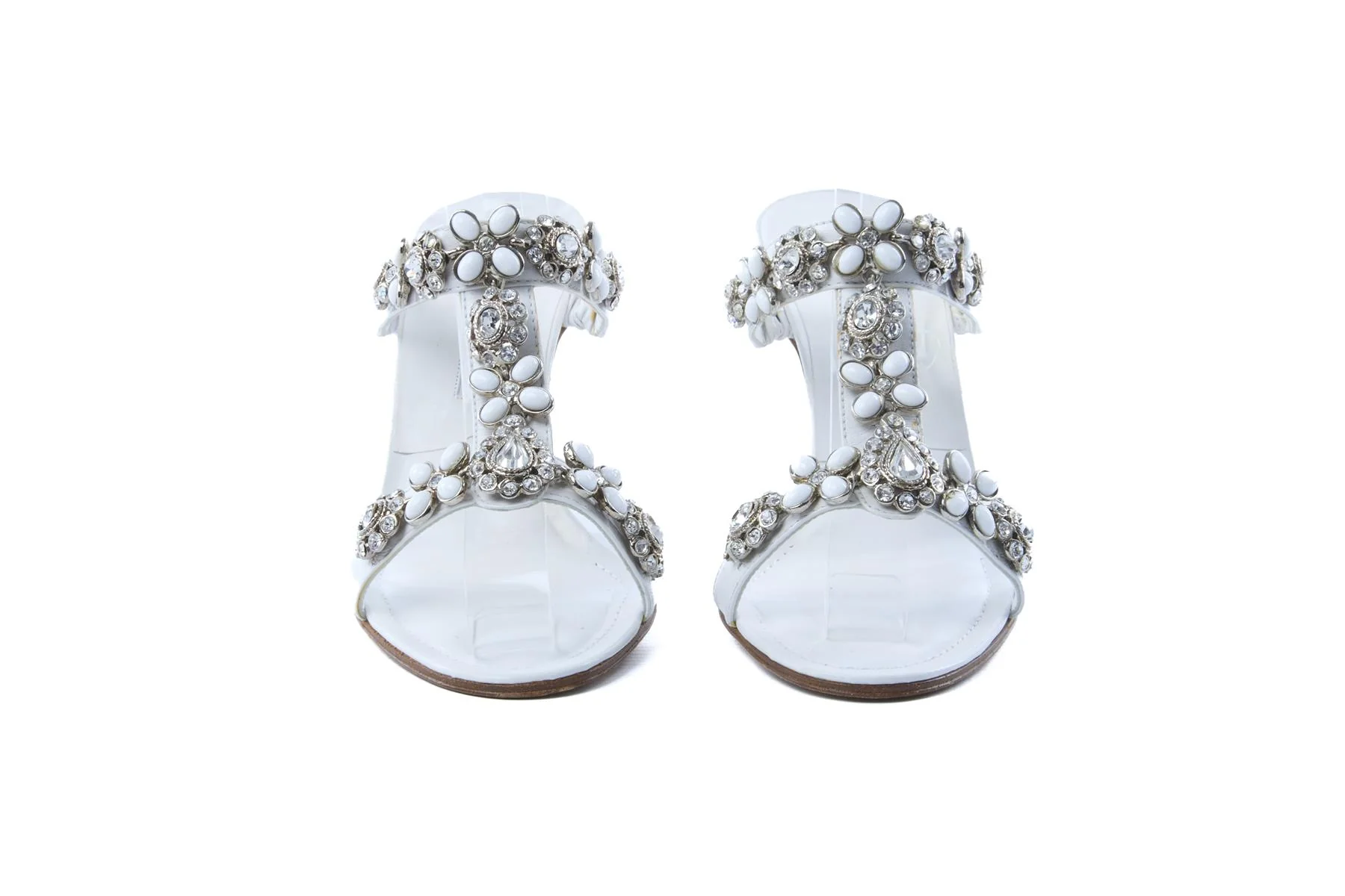 MANOLO BLAHNIK WHITE LEATHER MULES EU 37.5 UK 4.5 US 7.5 - Image 3
