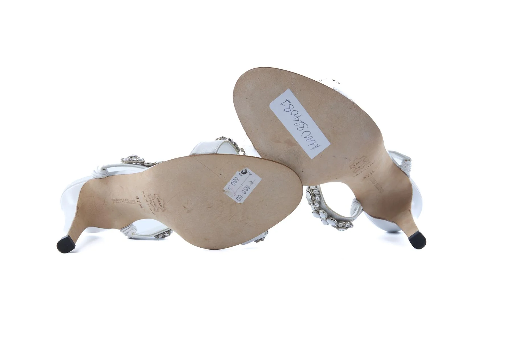 MANOLO BLAHNIK WHITE LEATHER MULES EU 37.5 UK 4.5 US 7.5 - Image 6