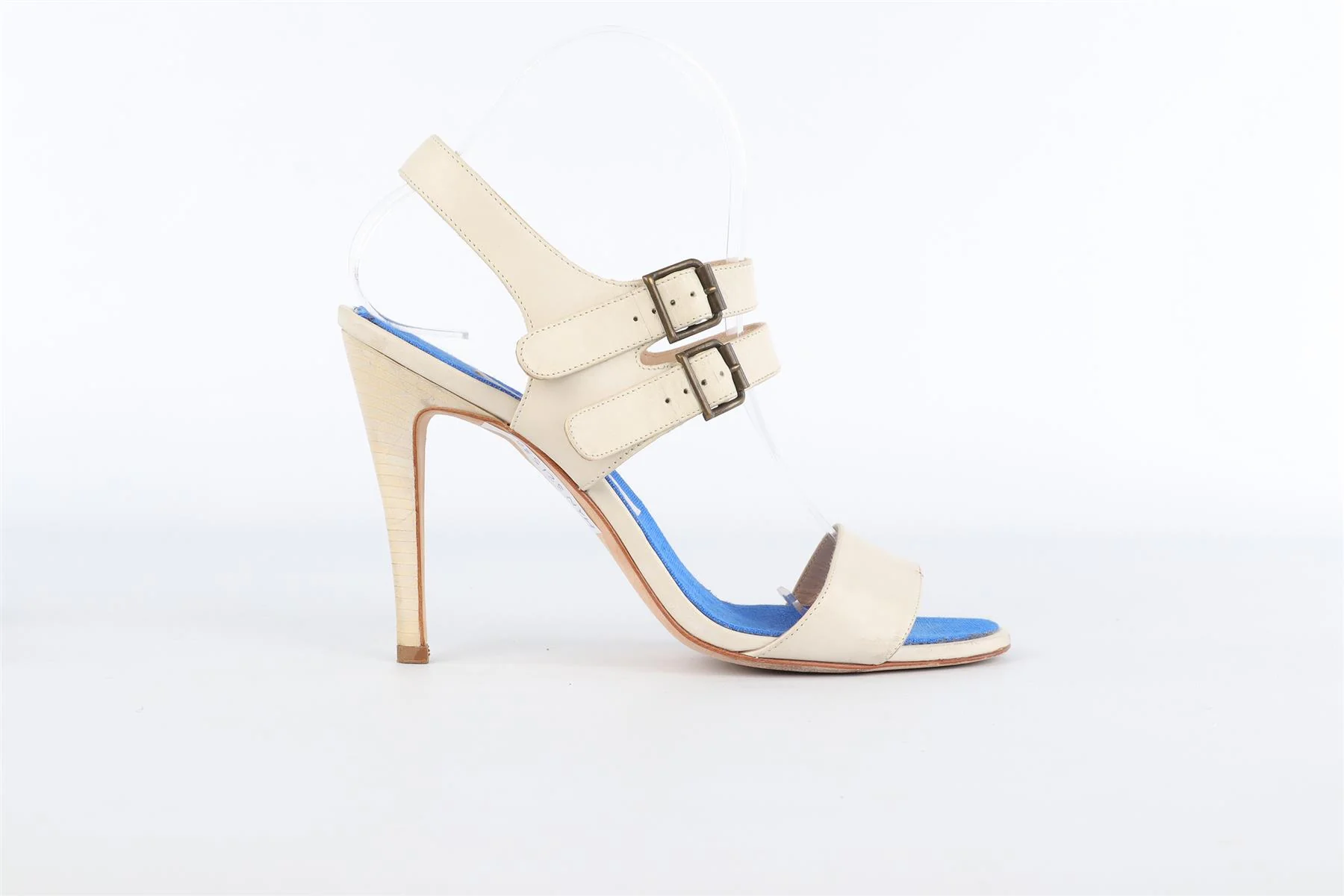 MANOLO BLAHNIK WHITE LEATHER SANDALS EU 38 UK 5 US 8 - Image 2