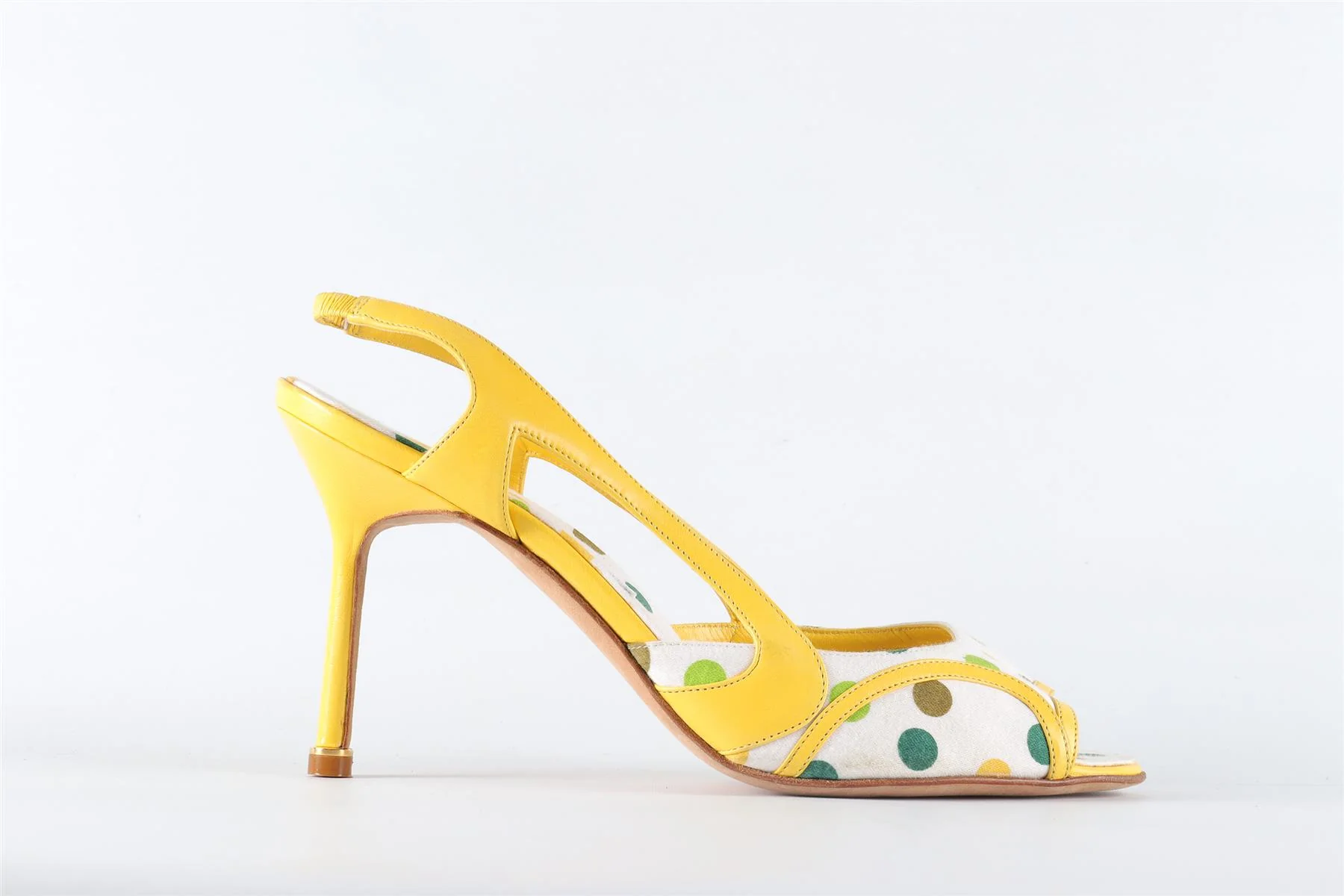 MANOLO BLAHNIK YELLOW LEATHER SLINGBACK SANDALS EU 39 UK 6 US 9 - Image 2