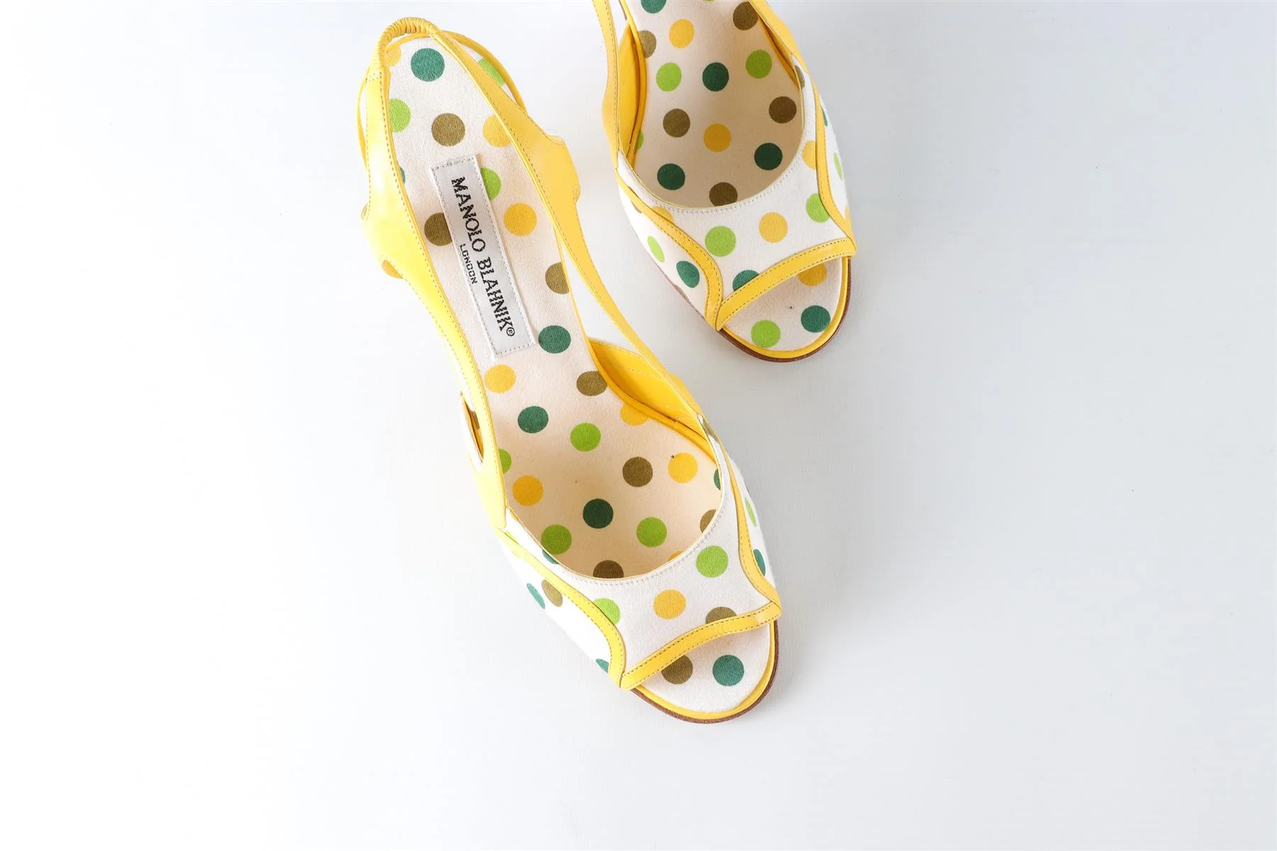 MANOLO BLAHNIK YELLOW LEATHER SLINGBACK SANDALS EU 39 UK 6 US 9 - Image 4