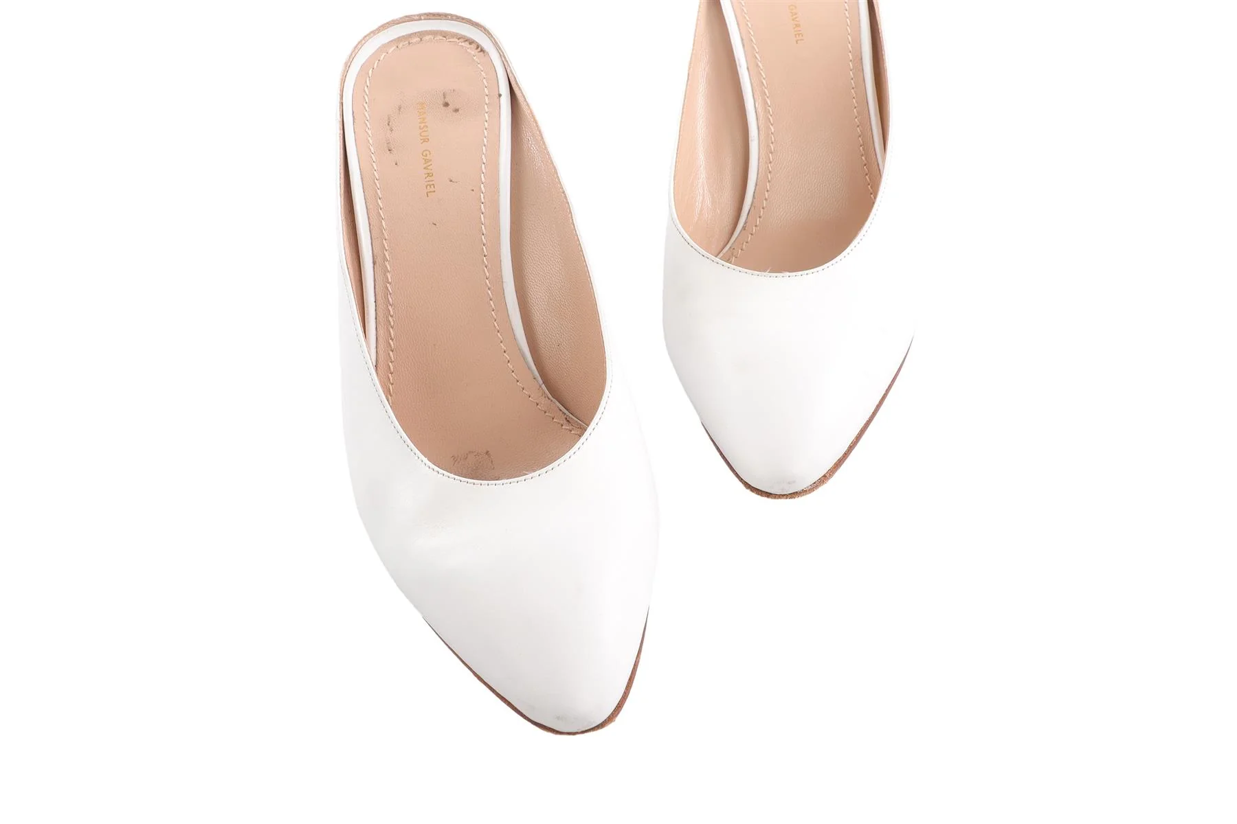 MANSUR GAVRIEL WHITE LEATHER MULES EU 38 - Image 4