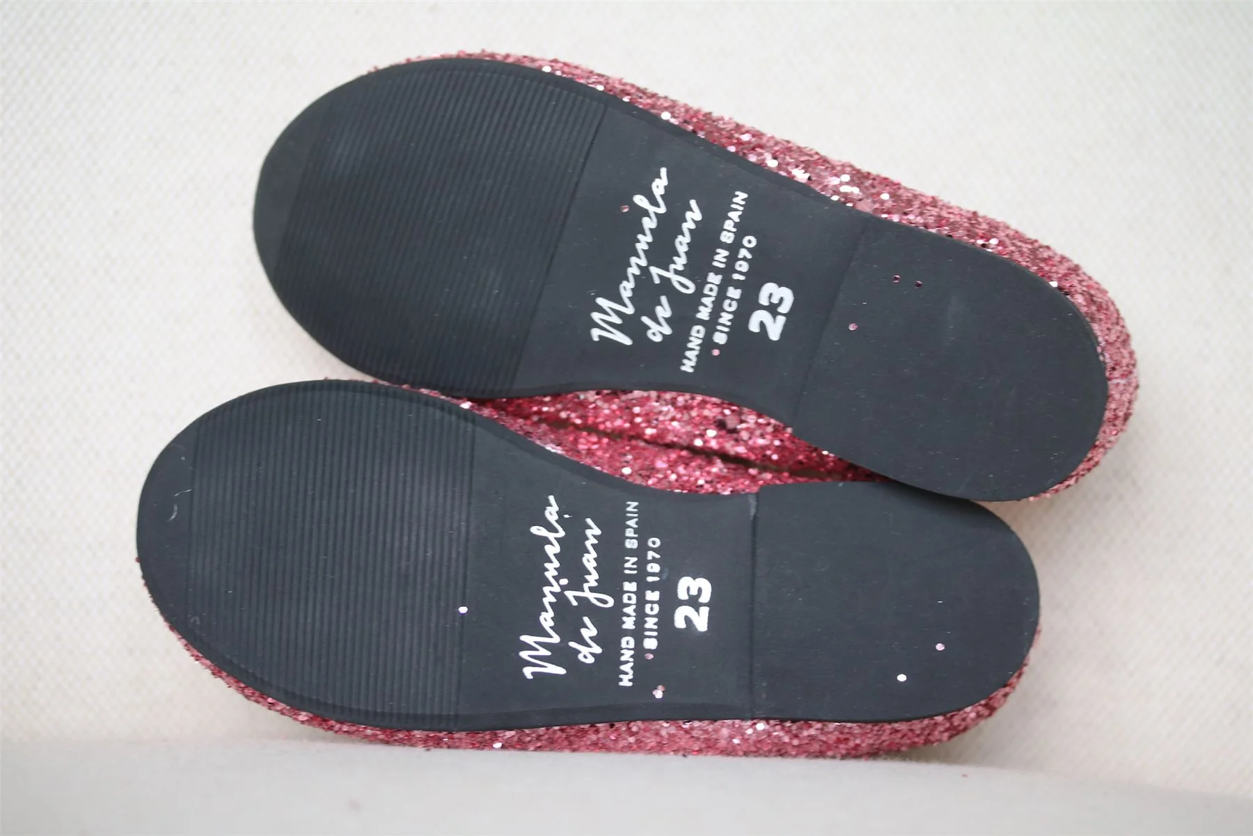 MANUELA DE JUAN GIRLS PINK GLITTER LEATHER NANNY PUMPS EU 23 UK 6 - Image 5