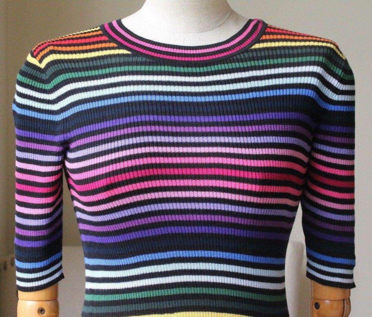 MARC JACOBS STRIPED RIBBED COTTON MINI DRESS SMALL - Image 3