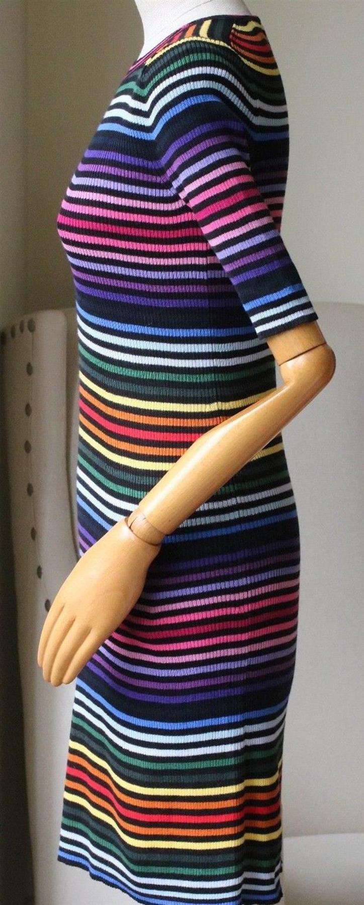 MARC JACOBS STRIPED RIBBED COTTON MINI DRESS SMALL - Image 4
