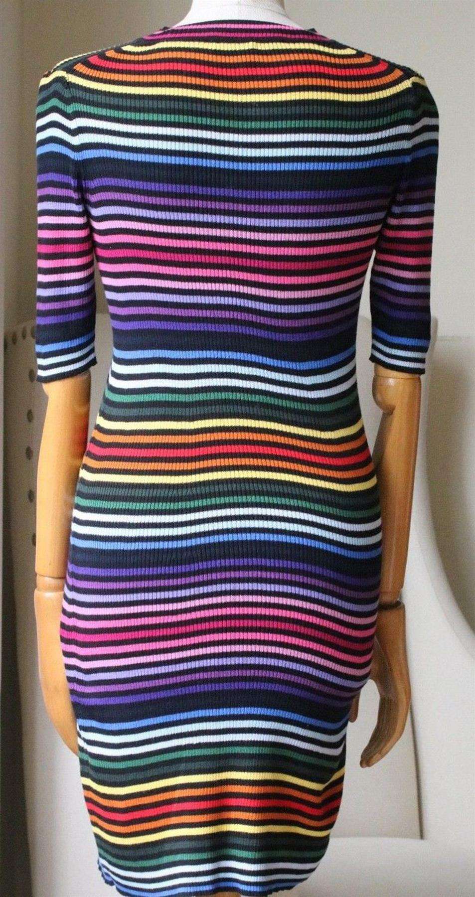 MARC JACOBS STRIPED RIBBED COTTON MINI DRESS SMALL - Image 5