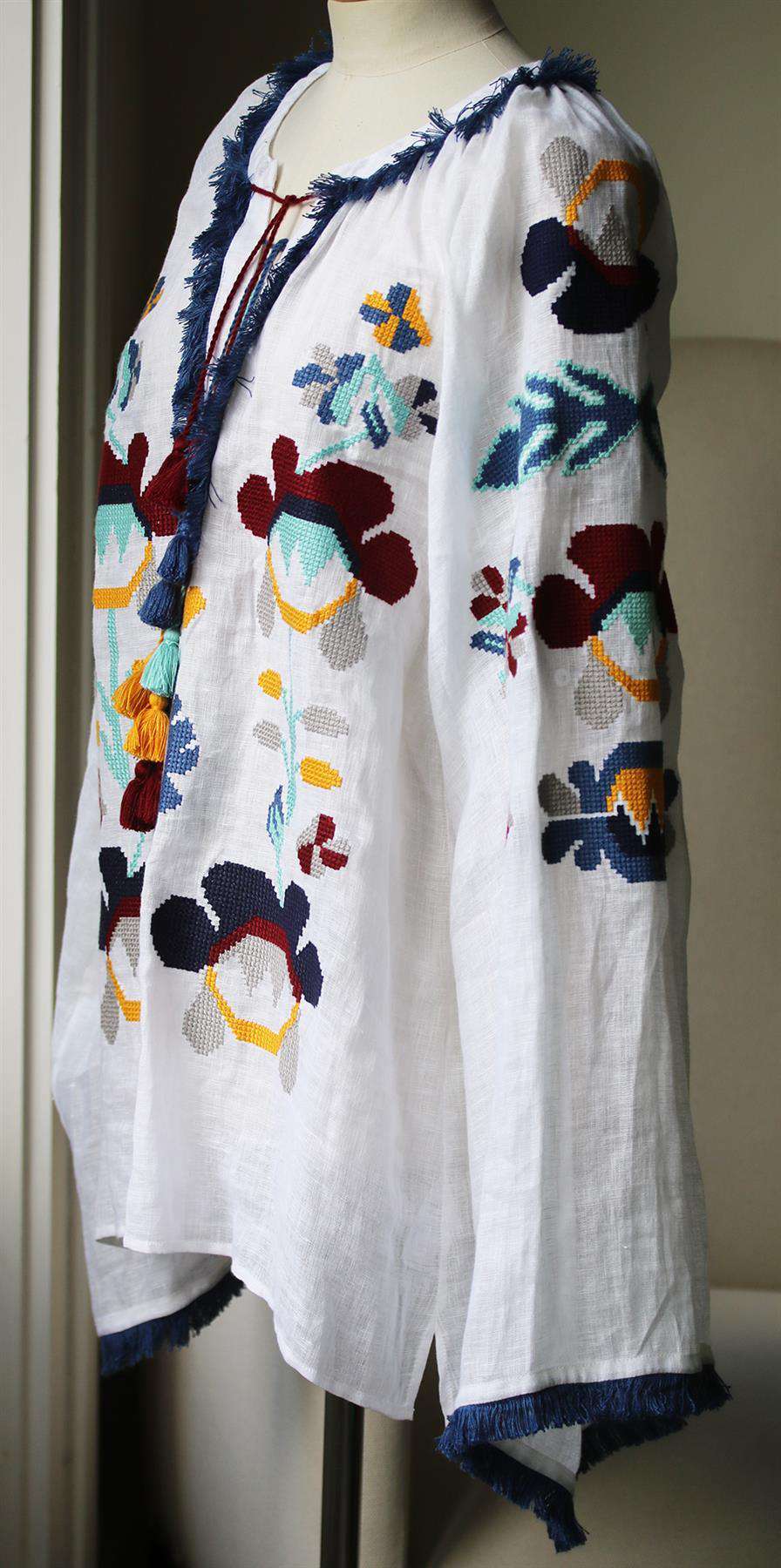 MARCH11 ASTRID EMBROIDERED LINEN BLOUSE SMALL - Image 3