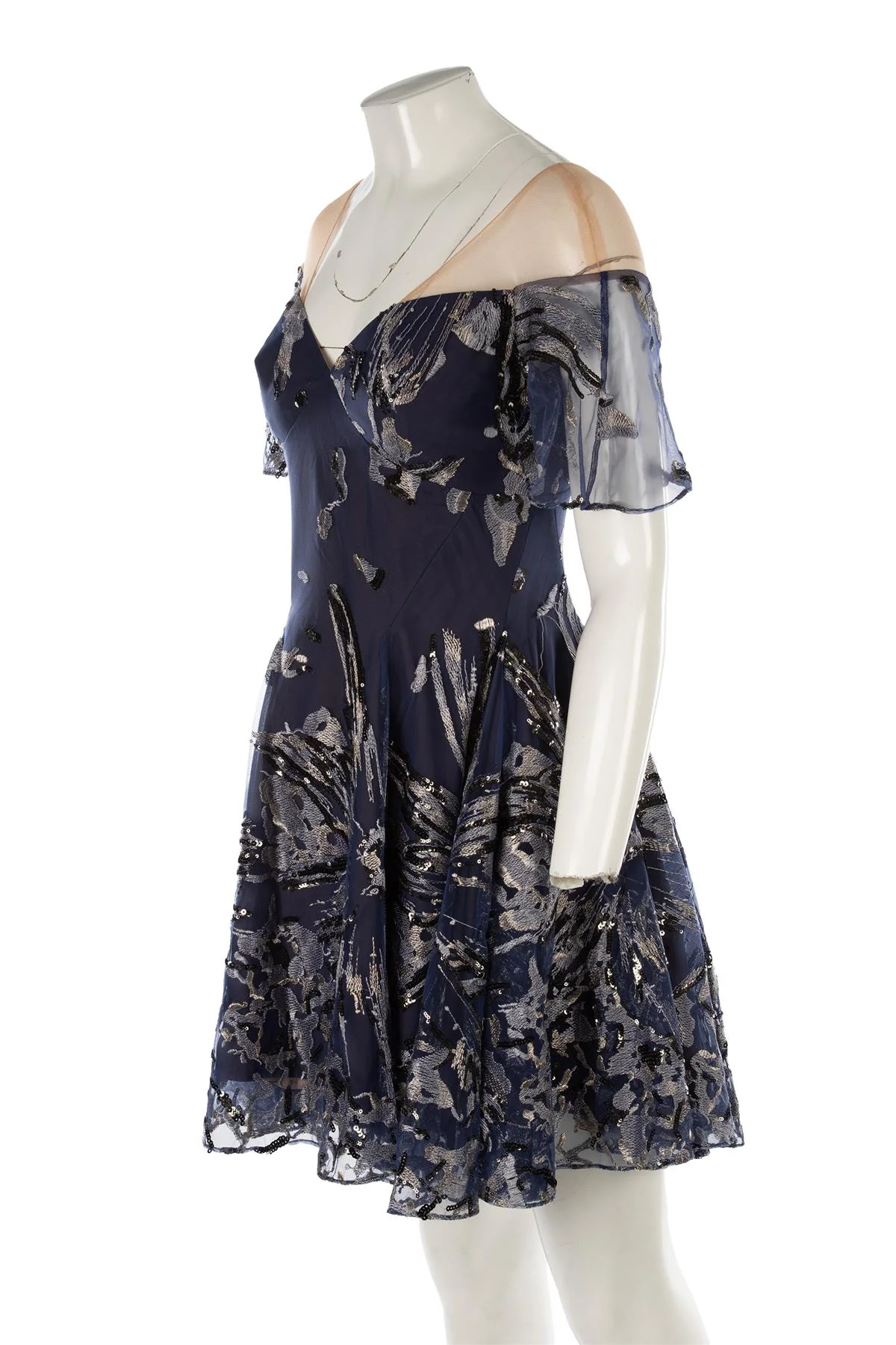 MARCHESA NOTTE NAVY TULLE MINI DRESS US 4 UK 8 - Image 4