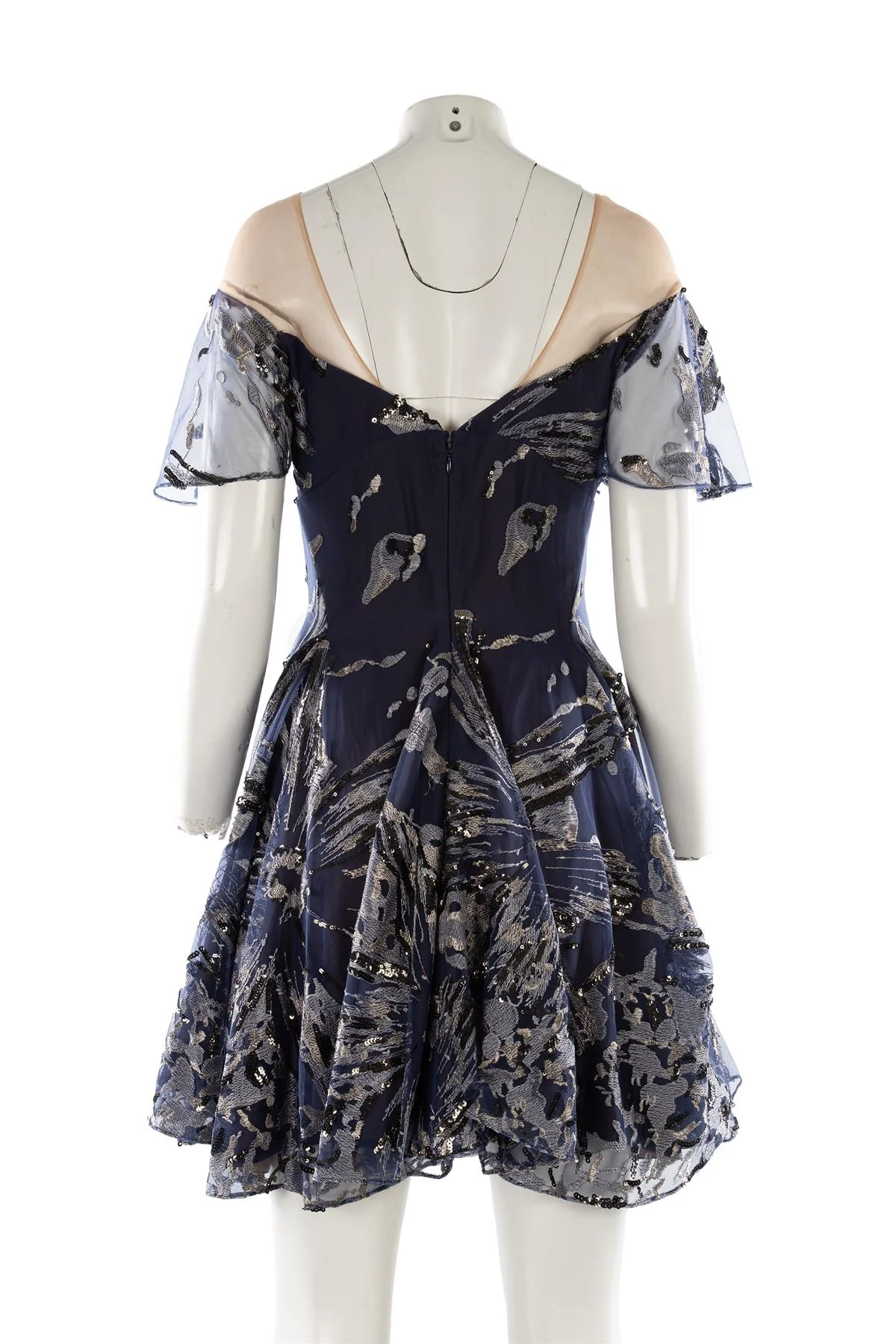 MARCHESA NOTTE NAVY TULLE MINI DRESS US 4 UK 8 - Image 5