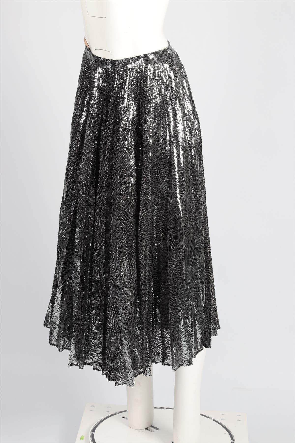 MARCO DE VINCENZO GREY SEQUIN MIDI SKIRT IT 42 UK 10 - Image 4