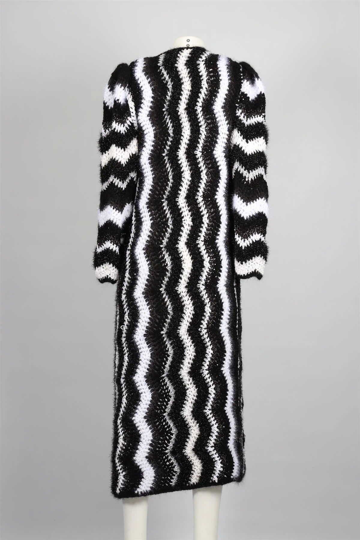 MARIDRUNA BLACK AND WHITE WOOL CARDIGAN ONE SIZE - Image 5
